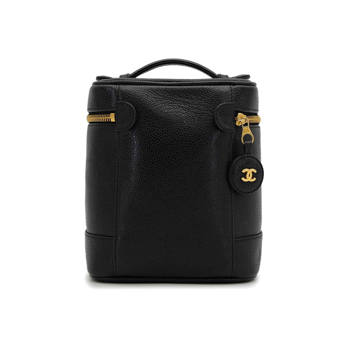 VINTAGE CHANEL VANITY HAND BAG BLACK CAVIAR SKIN 90313400