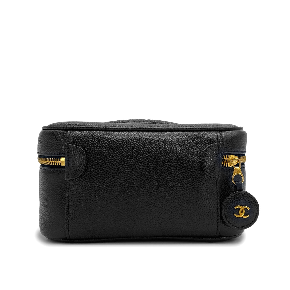 VINTAGE CHANEL VANITY HAND BAG BLACK CAVIAR SKIN 90325806