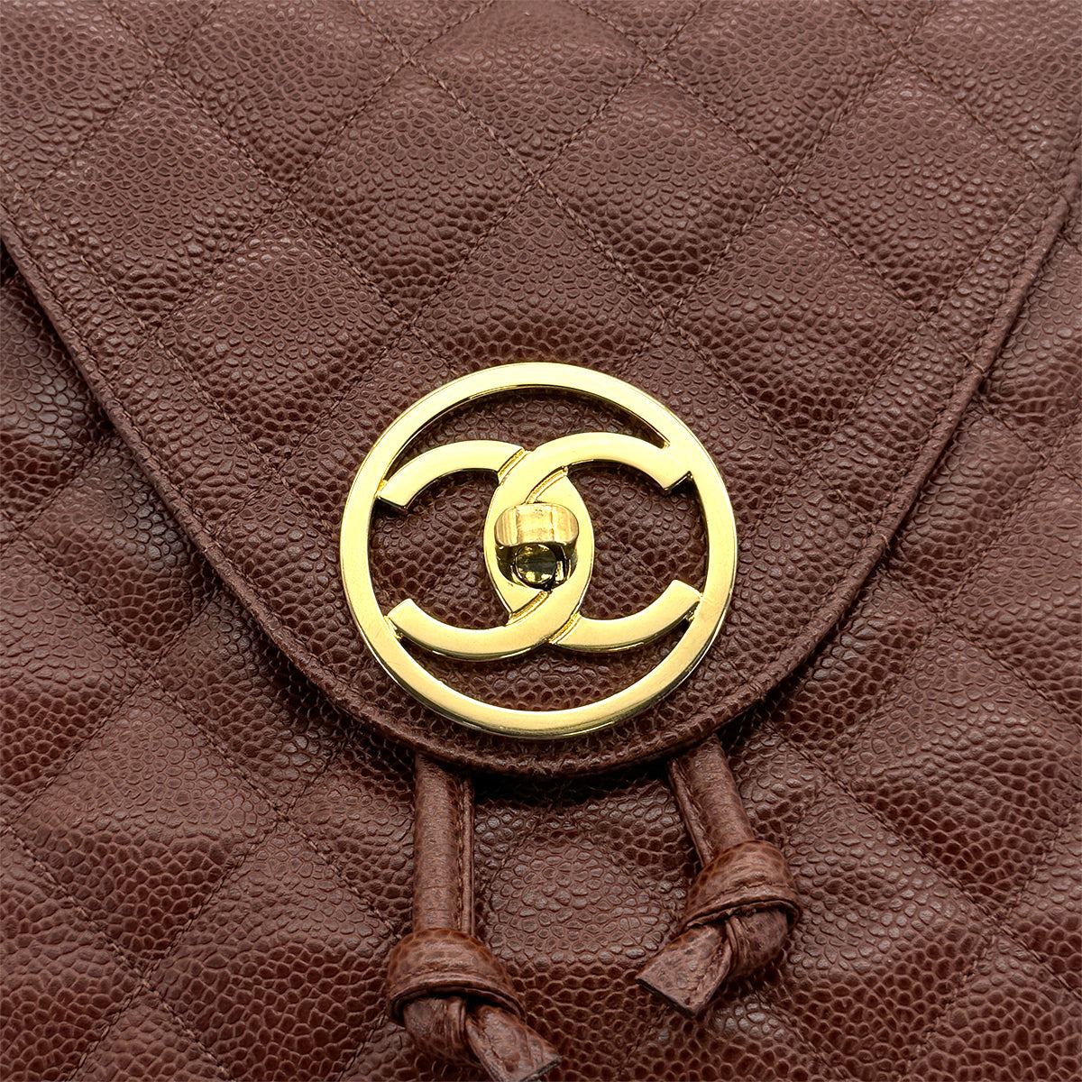 VINTAGE CHANEL MATELASSE CHAIN BACK PACK BROWN CAVIAR SKIN GOLD HARDWARE 90325342