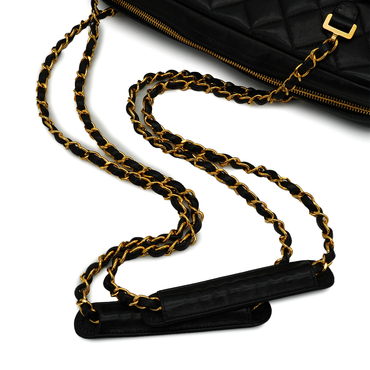 VINTEGE CHANEL MATELASSE CHAIN SHOULDER BAG BLACK LAMB SKIN GOLD HARDWARE 90341459