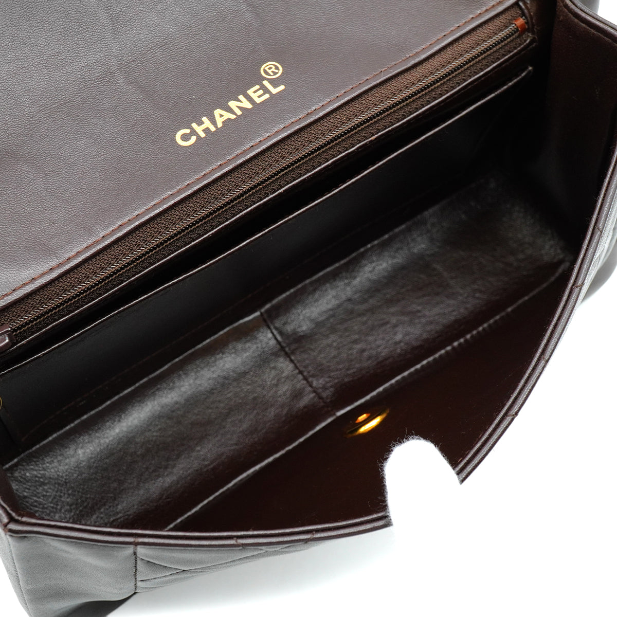 VINTEGE CHANEL MATELASSE CHAIN SHOULDER BAG BROWN LAMB SKIN GOLD HARDWARE 90342584