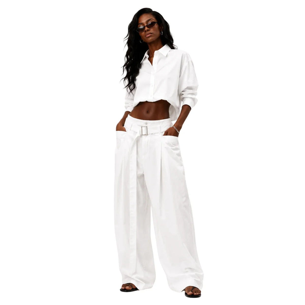 WIDE-LEG HIGH-WAIST BELTED TROUSERS DXBS6737