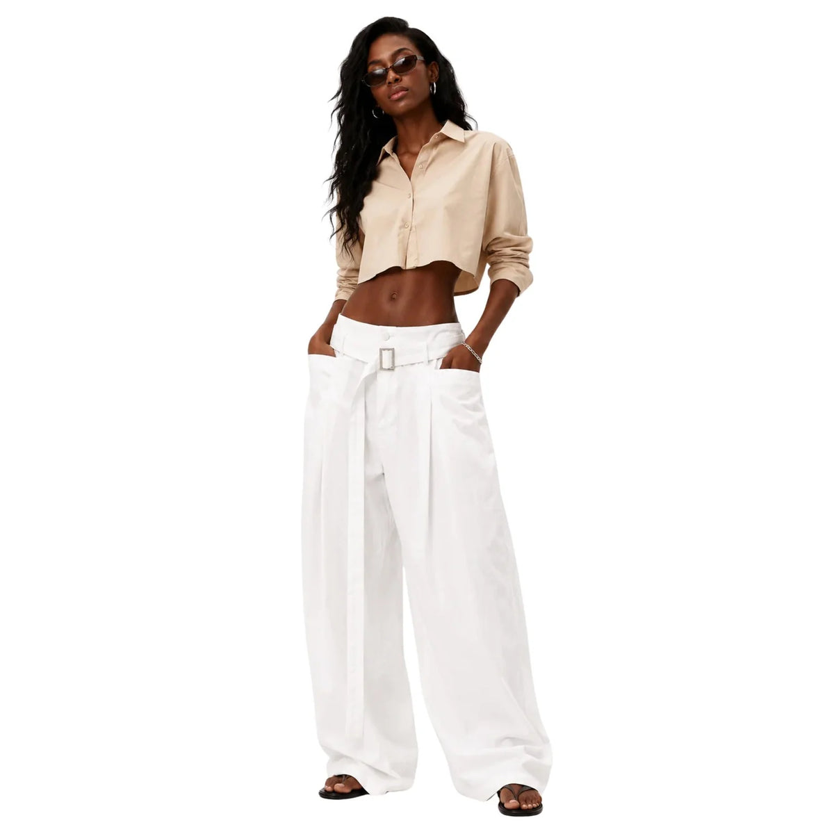 WIDE-LEG HIGH-WAIST BELTED TROUSERS DXBS6737