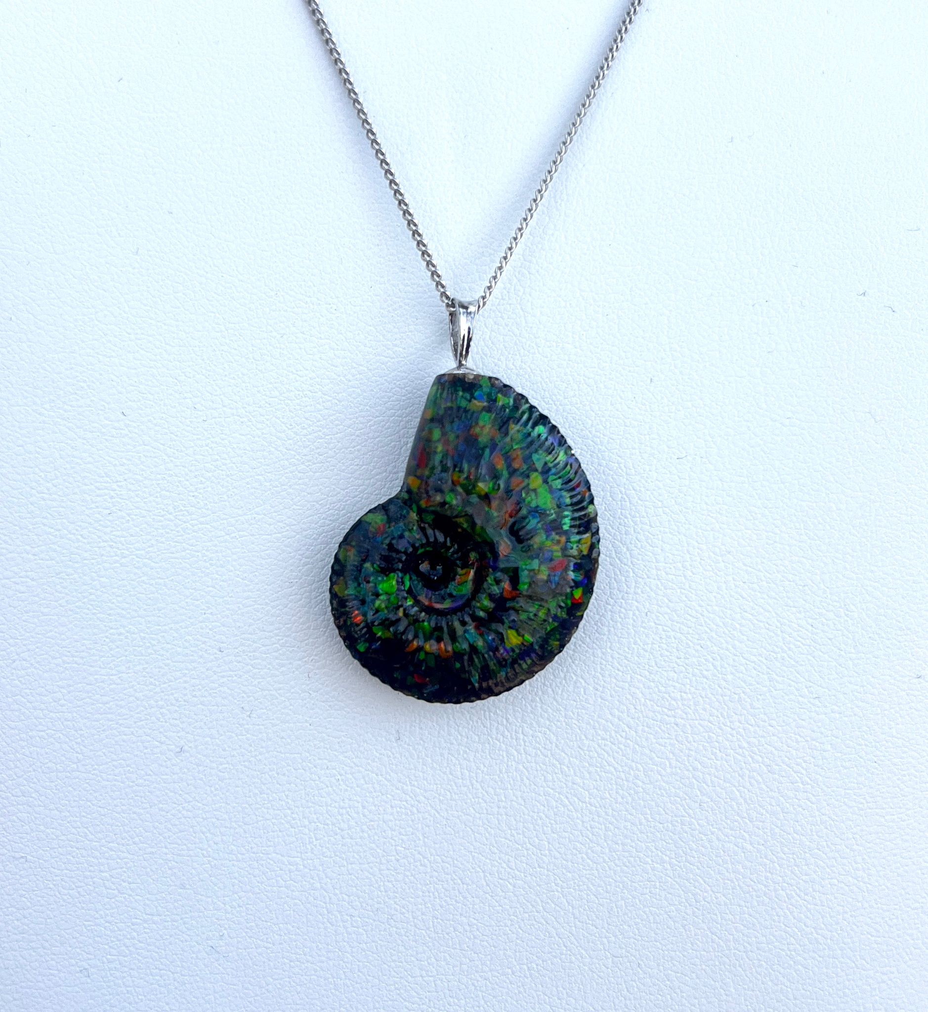 AAA Ammolite Mosaic Silver Pendant