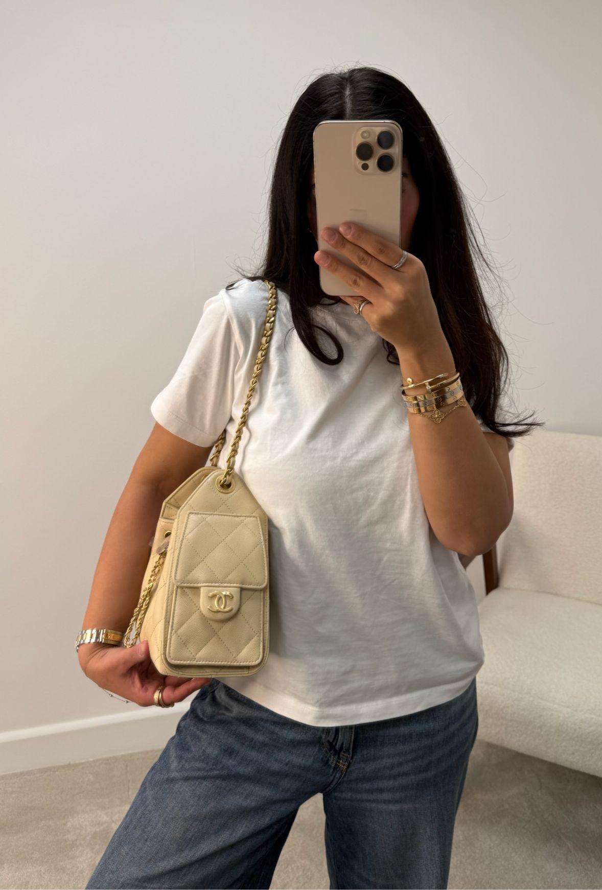 *LONDON LOCATED* CHANEL 25 MINI HANDBAG BEIGE Grained Calfskin with Gold-Tone Metal