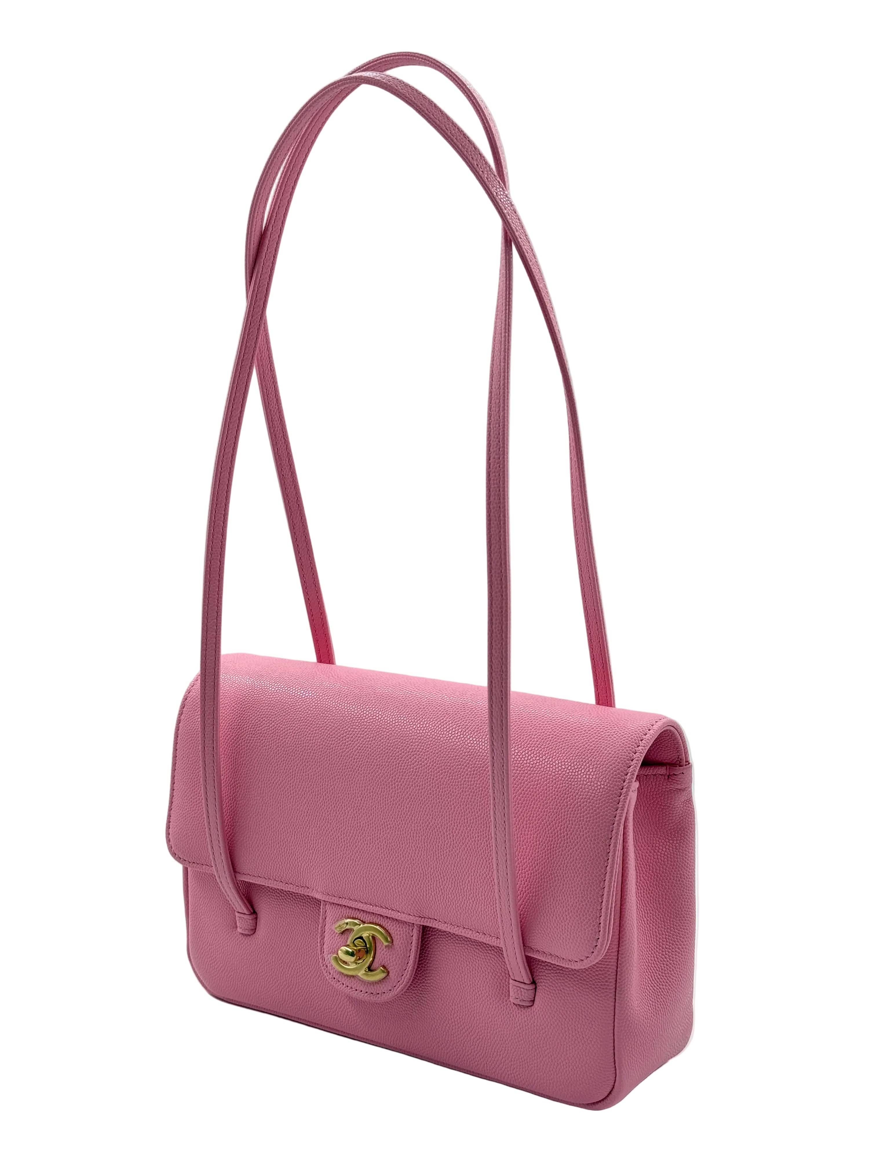 *LONDON LOCATED* CHANEL 26 SMALL FLAP BAG PINK Grained Shiny Calfskin with Gold-Tone Metal