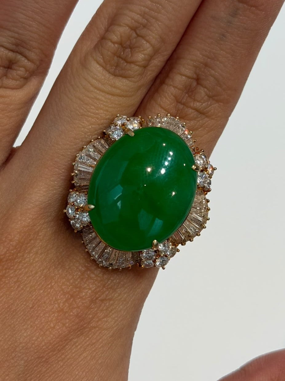 #14 Ring in 750 - Jade + Diamond (é‘‘ cert) 4363 JJC1379