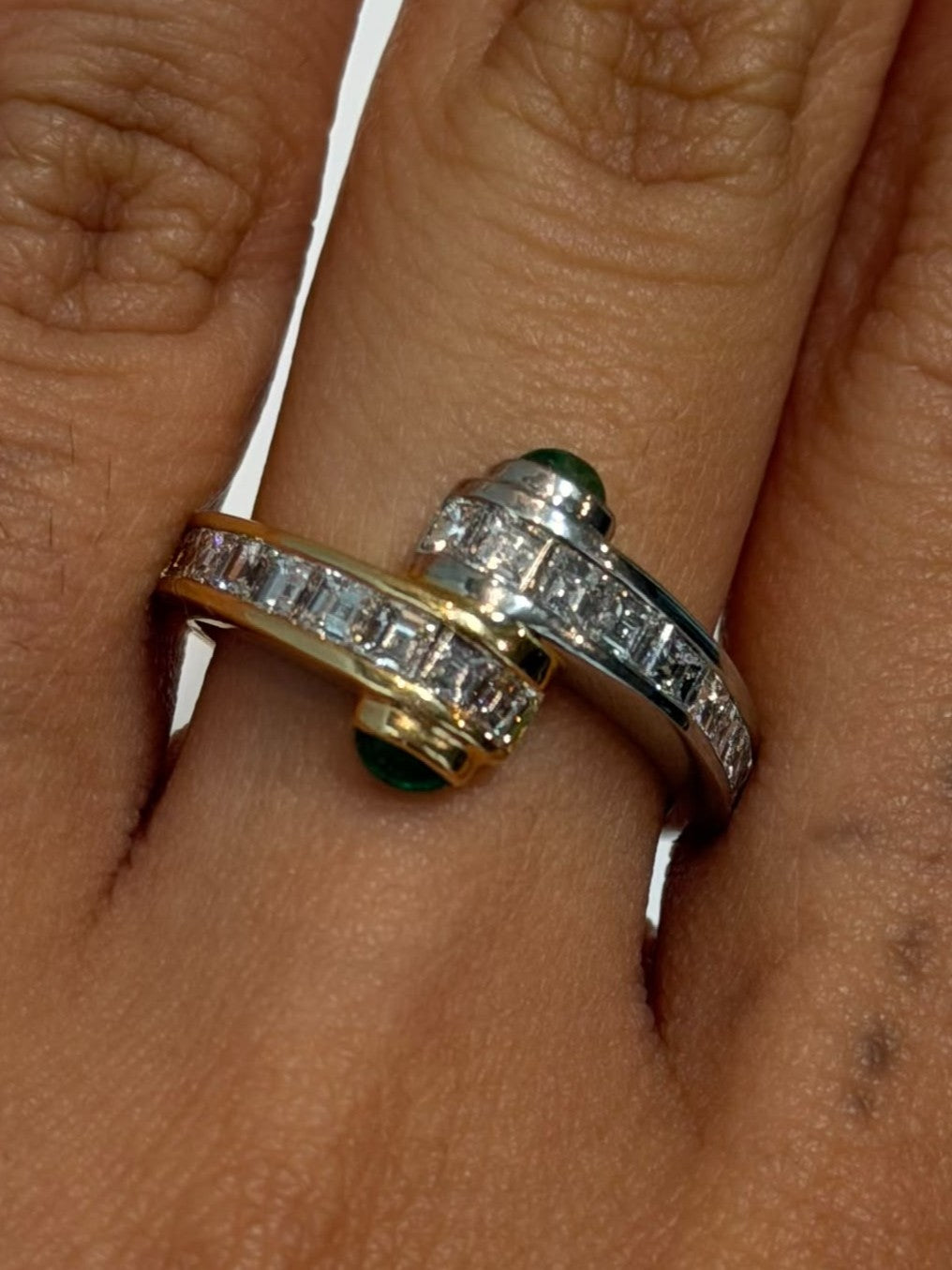 #14.5 Ring in K18/Pt900 - Diamond 1.13 + Emerald 0.37 4488 JJC1383