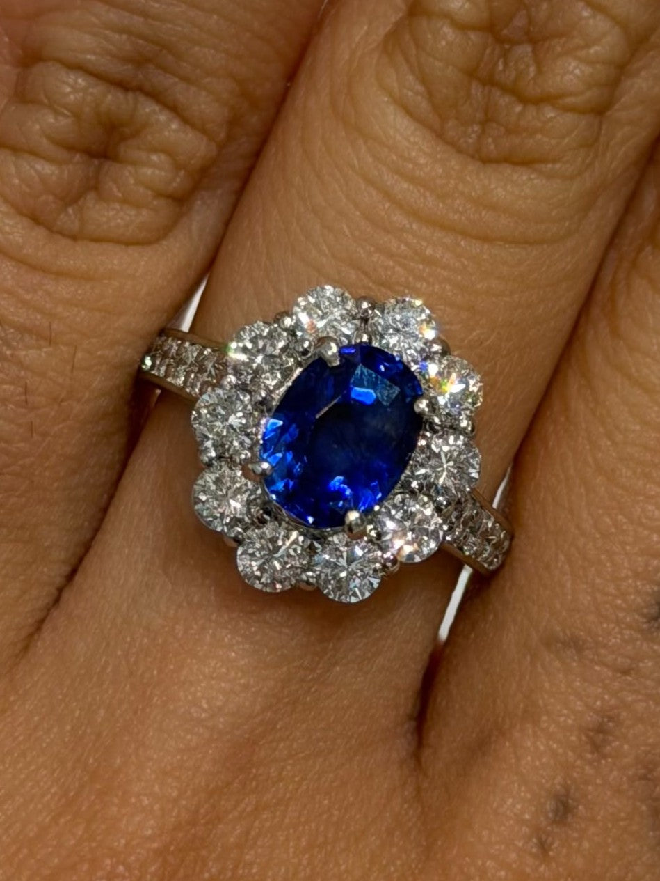 #12 Ring in Pt950 - Sapphire 3.15 + D1.51 (NH-RB-Sri / GIA) 6672 JJC1384