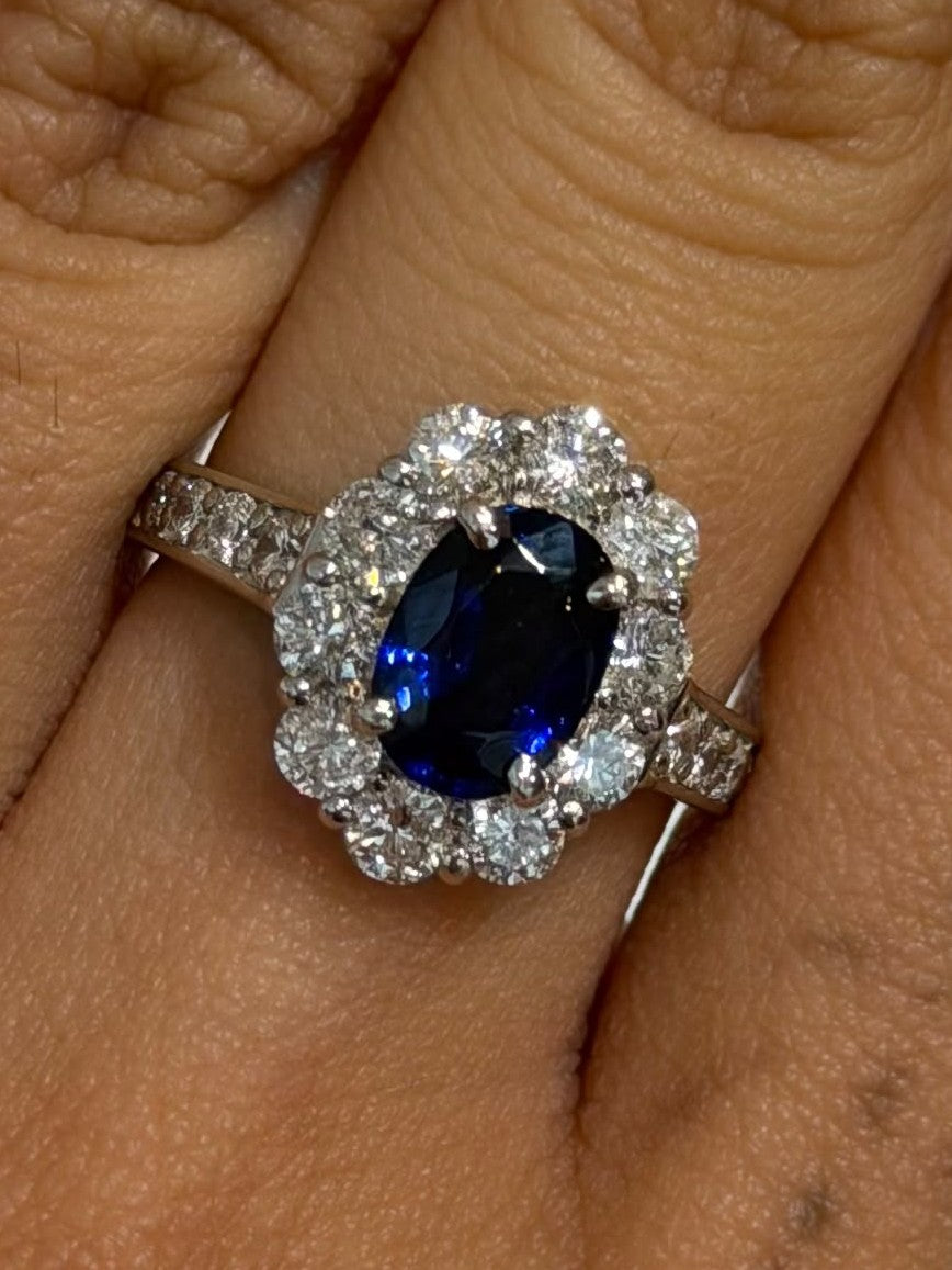 #12 Ring in Pt950 - Sapphire 1.66 + D1.30 (RB-Sri / AIGS) 6412 JJC1386