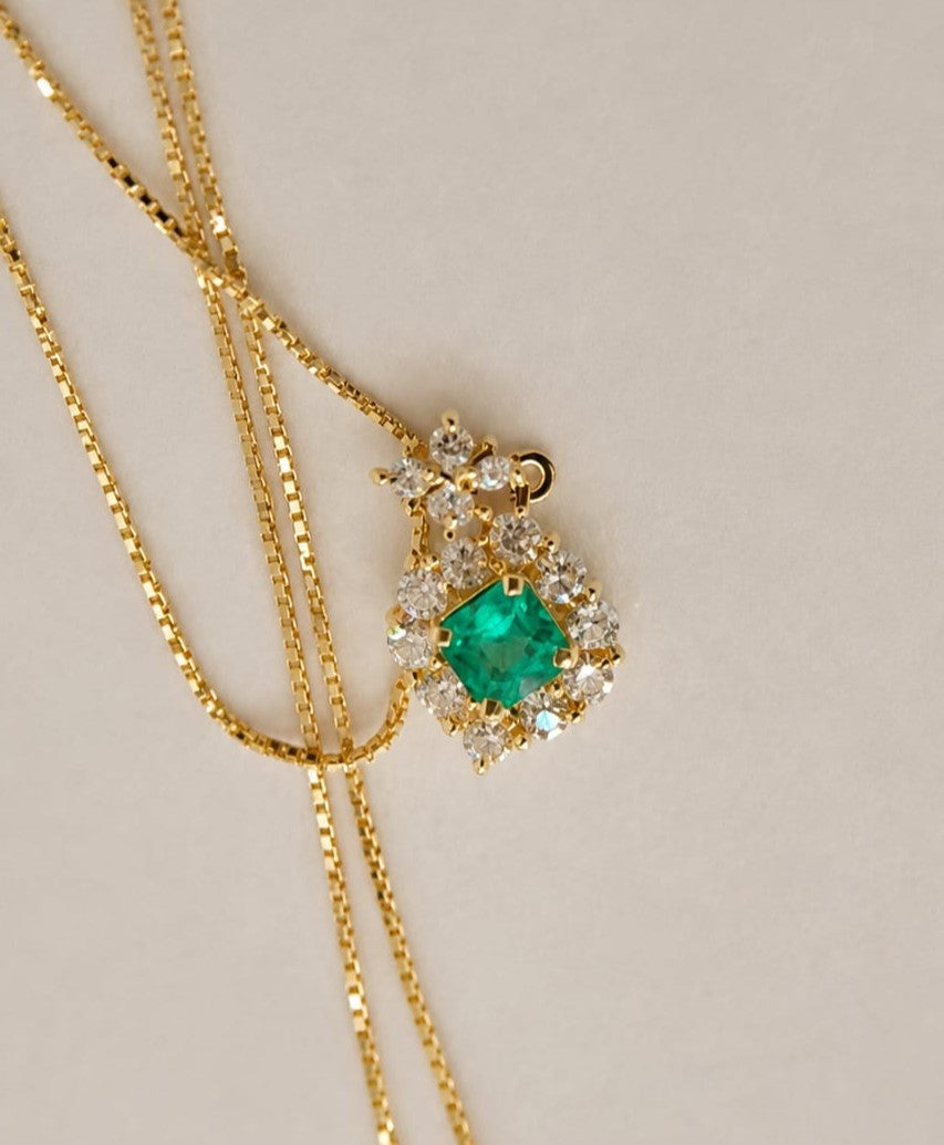 Emerald Necklace 0.58ct + D0.6ct in 18K (XX3848-2) JJC1447