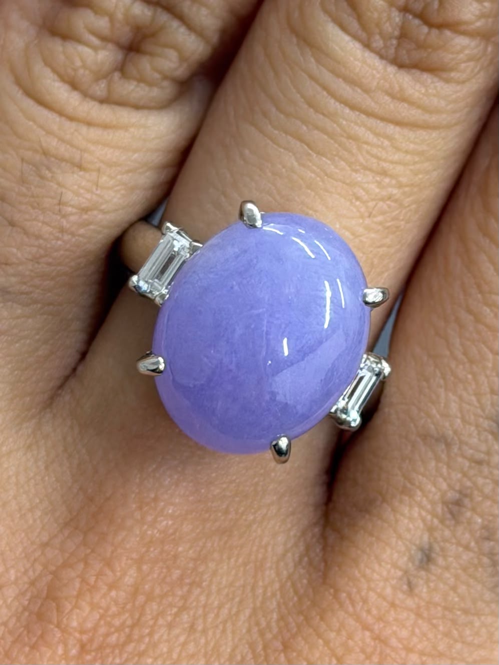 Ring in Pt900 - Lavender Jade 9.37 + D0.42 1183 JJC1488