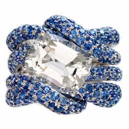 15# Ring (Hand Crafted) - Beryl 4.62 + Sapphire 5.556 A-R860-01 JJC3064