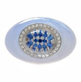15# Ring - Sapphire 0.137 Diamond 0.115 Rock Crystal 1.933 Chalcedony 21.744 G-R1094-02 JJC3054