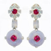 Earring in 18K - Lavender Jadeite 21.59 Rubellite 1.73 + D0.343 J-ER1087-03 JJC3031