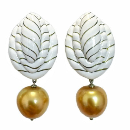 Earring in Titanium - Pearl P-ER933-01 JJC3042