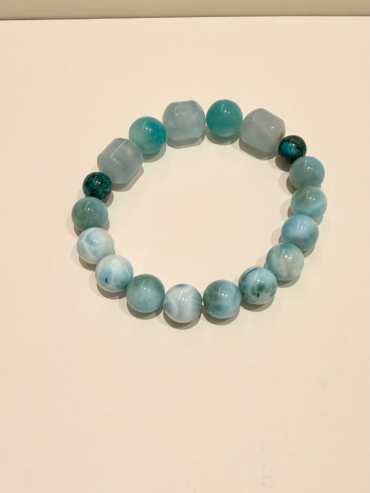 Aquamarine Amazonite and Crisocola Bead Bracelet HKDXB0019