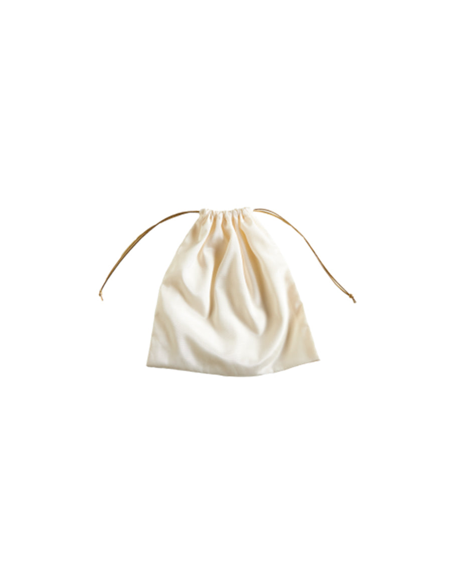 Woven Straw Satin Mini Helene Gold Net and Ivory Tote Bag