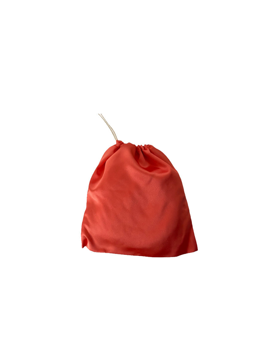 Woven Straw Satin Mini Helene Gold Net and Strawberry Tote Bag