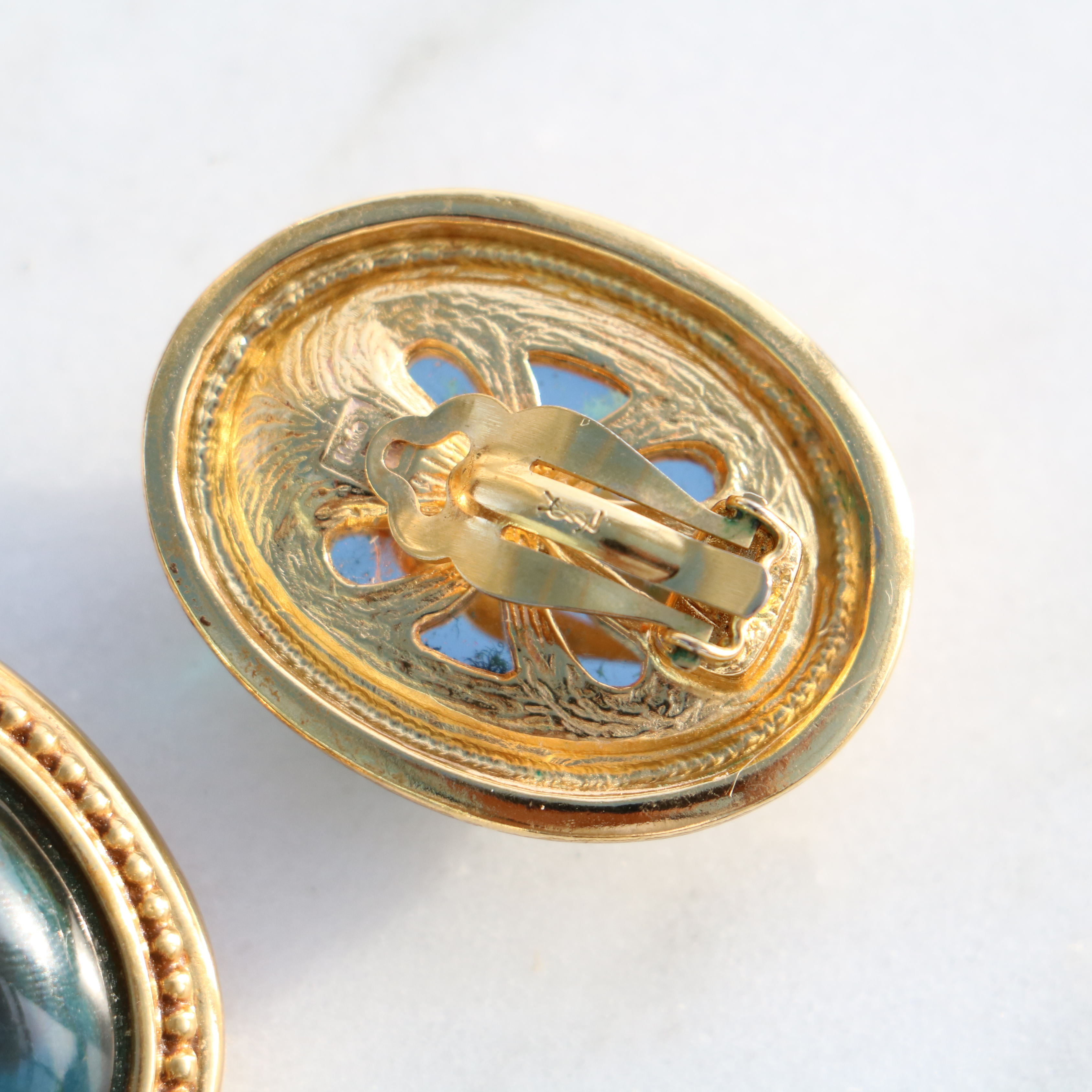 YSL Vintage Gold and Green Vintage Earrings