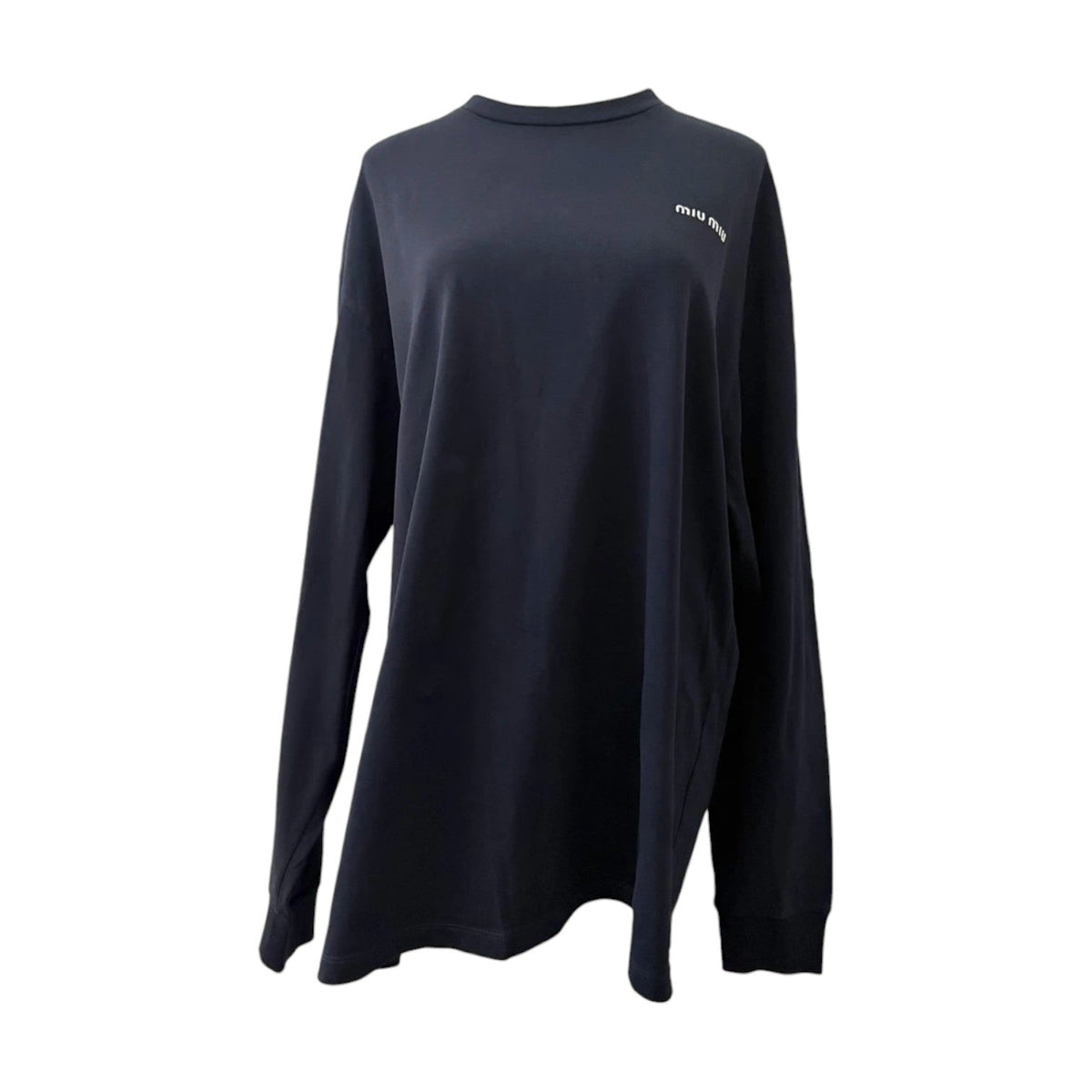 Miu Miu Navy Cotton Long Sleeve Top - Size L