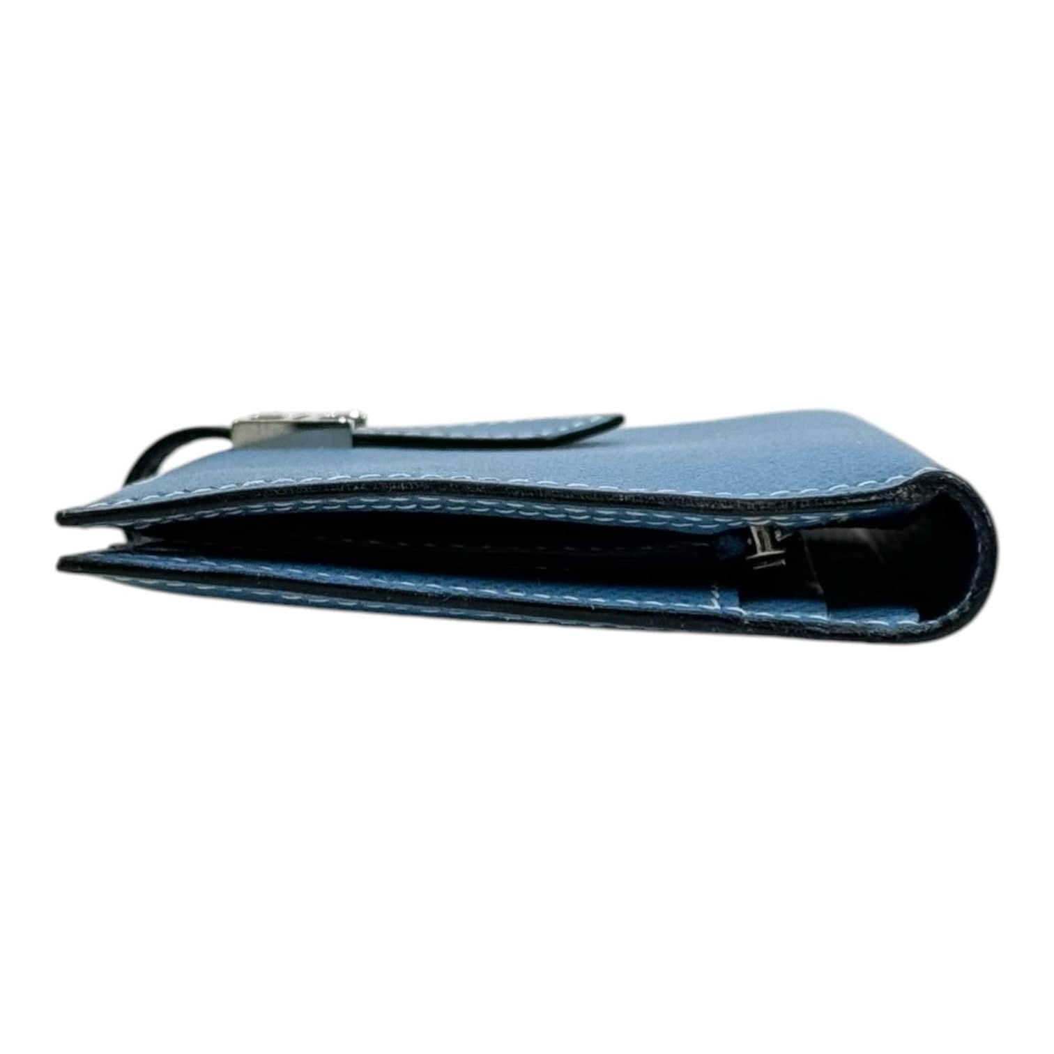 Hermes Bearn Long Wallet Blue Epsom Leather