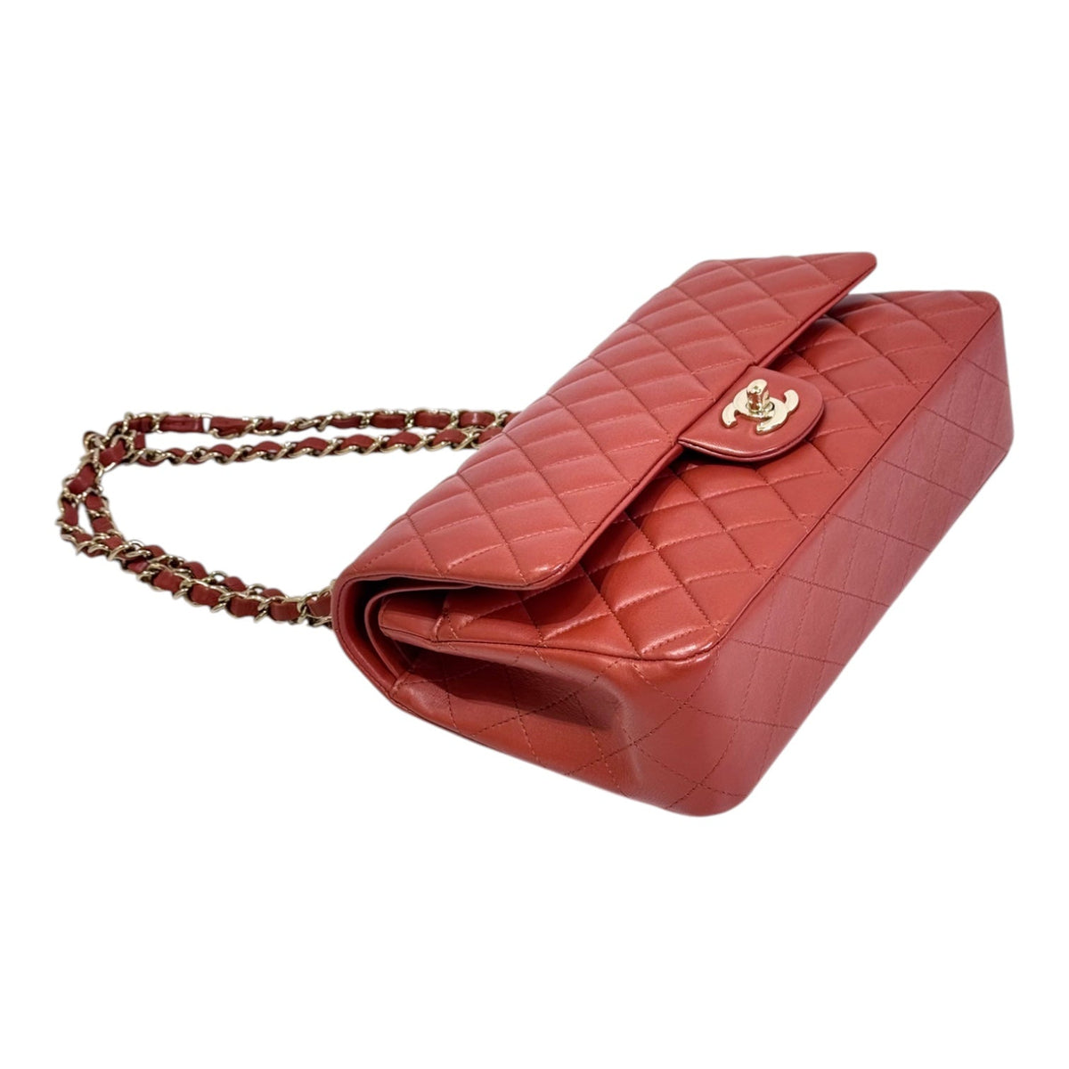 Chanel Medium Classic Flap Red Lambskin - Full Set