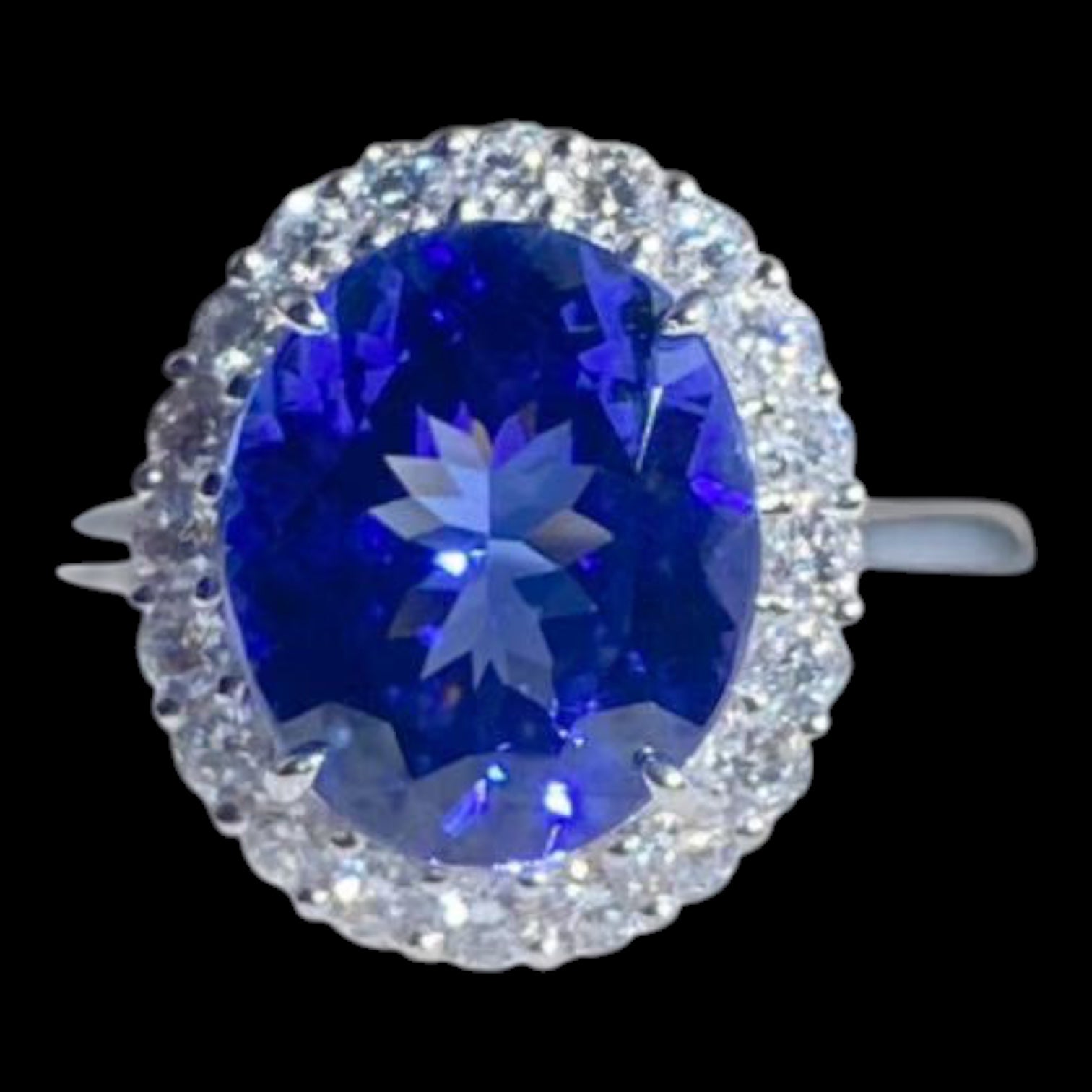 4.925ct "Zoisite 5A" Tanzanite with 0.60ct Natural White Diamonds set in 18K White Gold