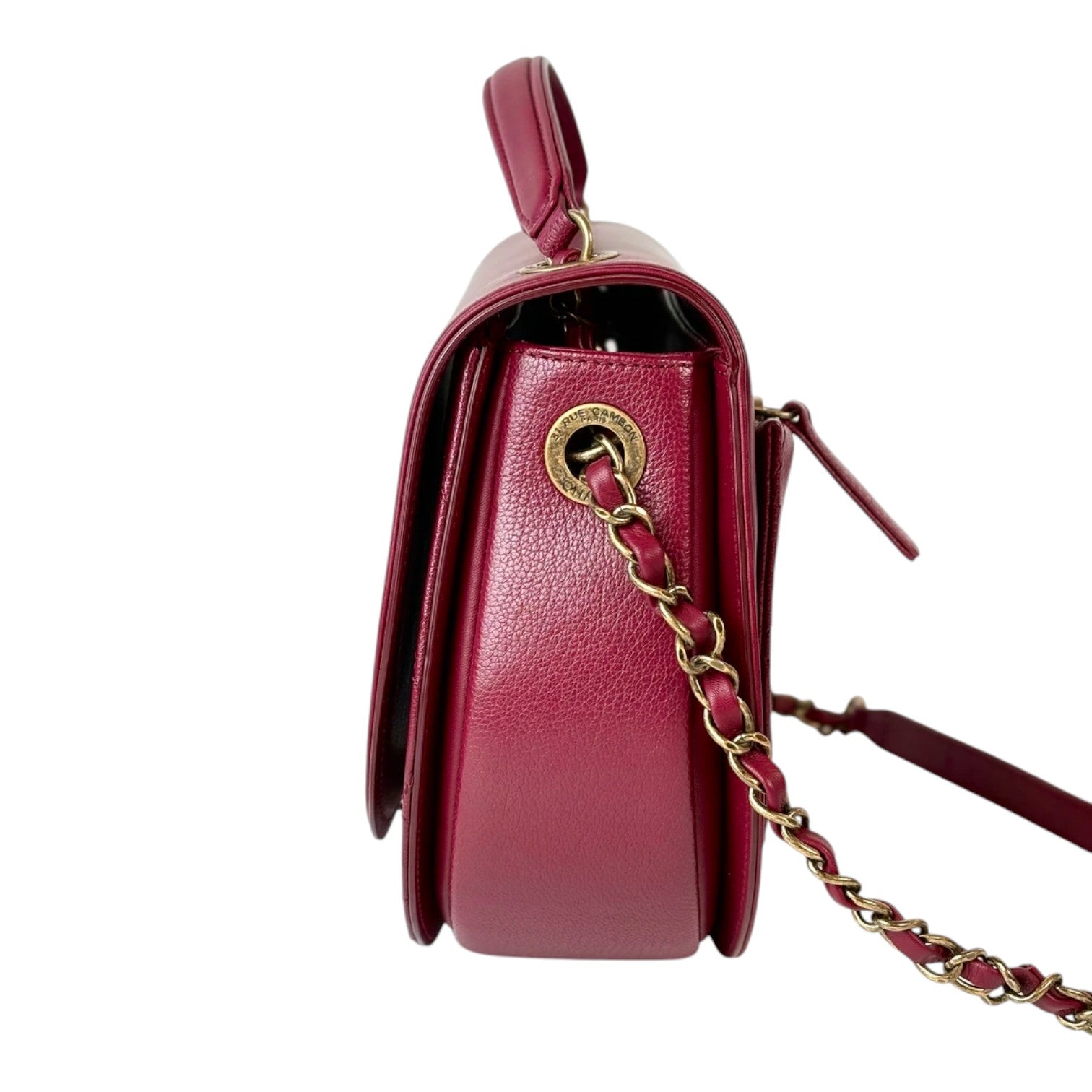 Chanel Burgundy CoCo Curve Top Handle with Chain Strap Bag