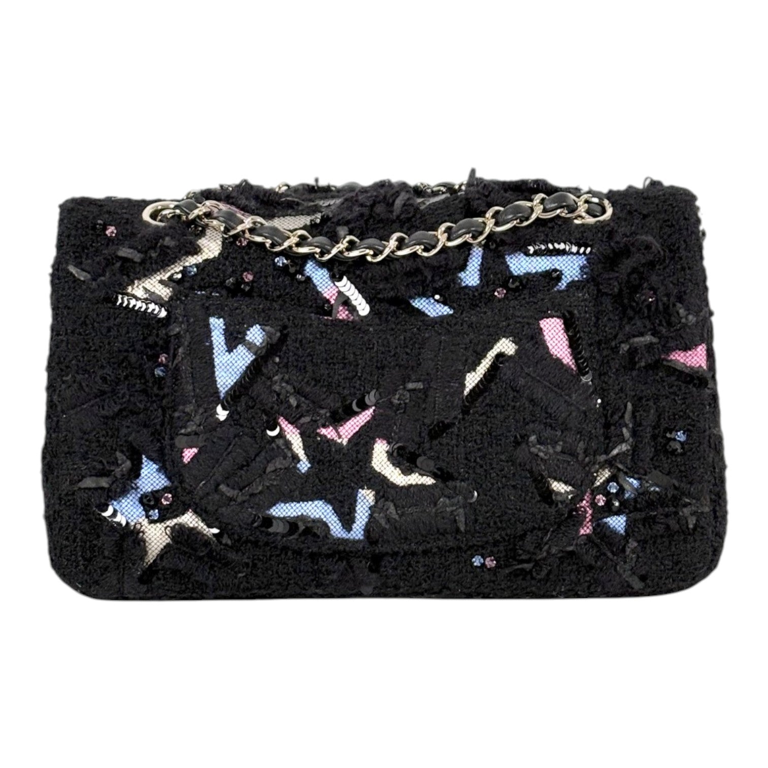 Chanel Medium Black Classic Flap in Tweed
