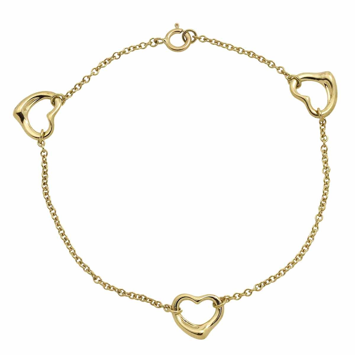 TIFFANY Co. Open Heart 3P Bracelet 18K Yellow Gold 750 902987731