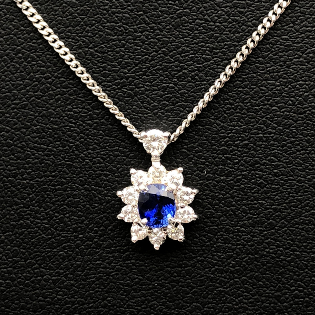 Custom Jewelry 1P Sapphire & Diamond Necklace, S(0.41ct), D(0.3ct), PT850/PT950, 5.1g, 16inch C387934