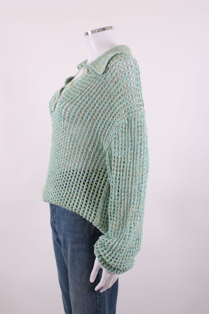 Acne Studios Acne Studios Open Knit Collared Jumper Mint L