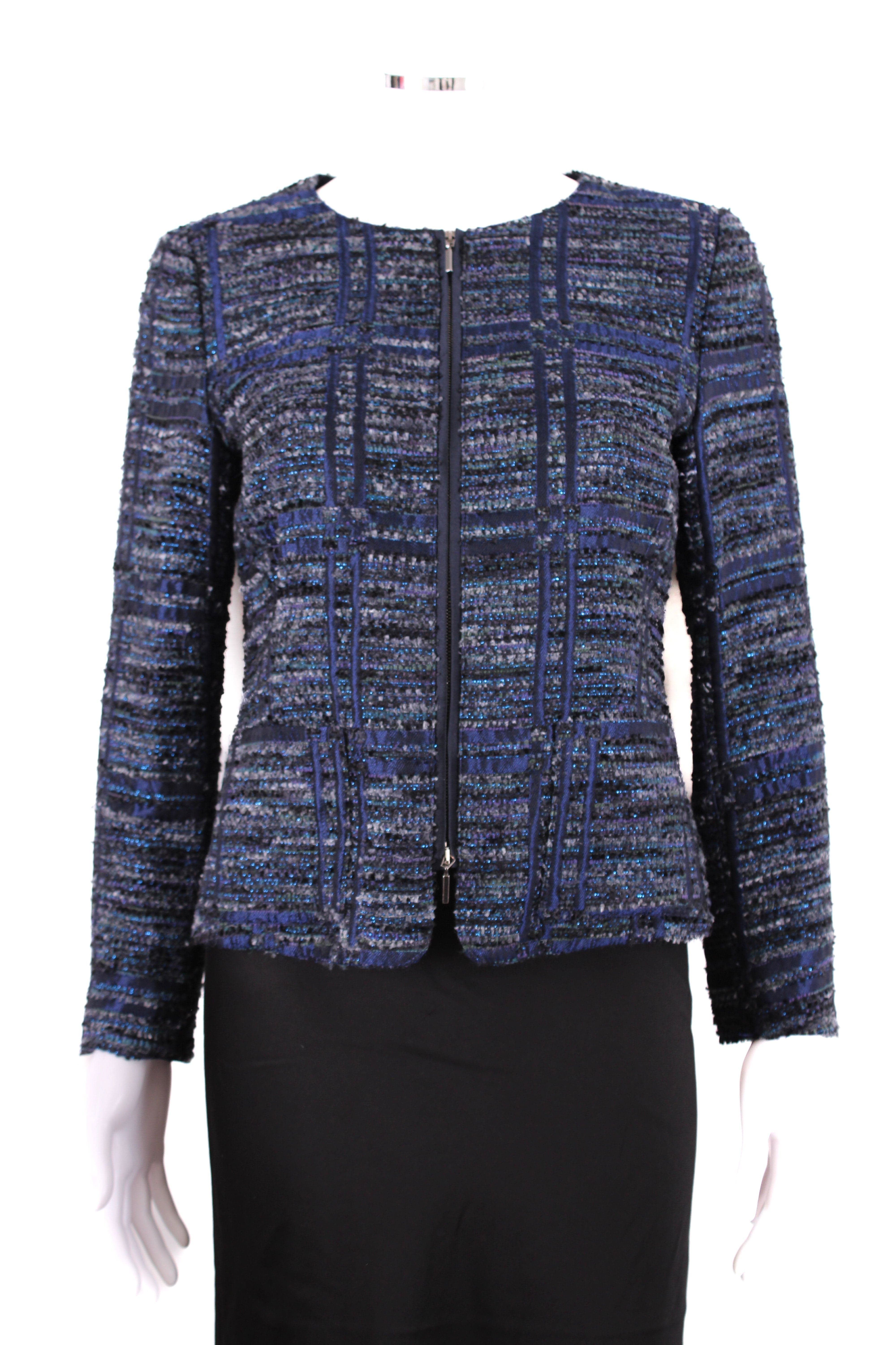 Armani Collezioni Armani Collezioni Boucle Zip Jacket Navy/ Blue S