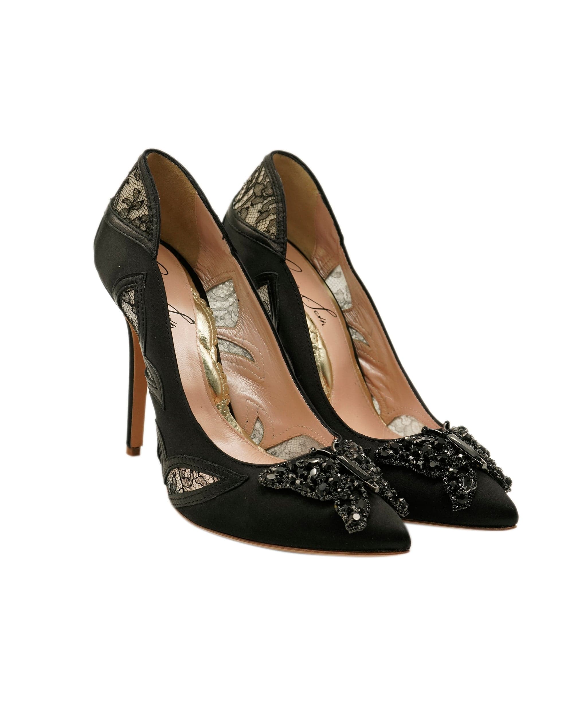 Aruna Seth Aruna Seth Black Suede & Lace High Heels 37 DBXL0067