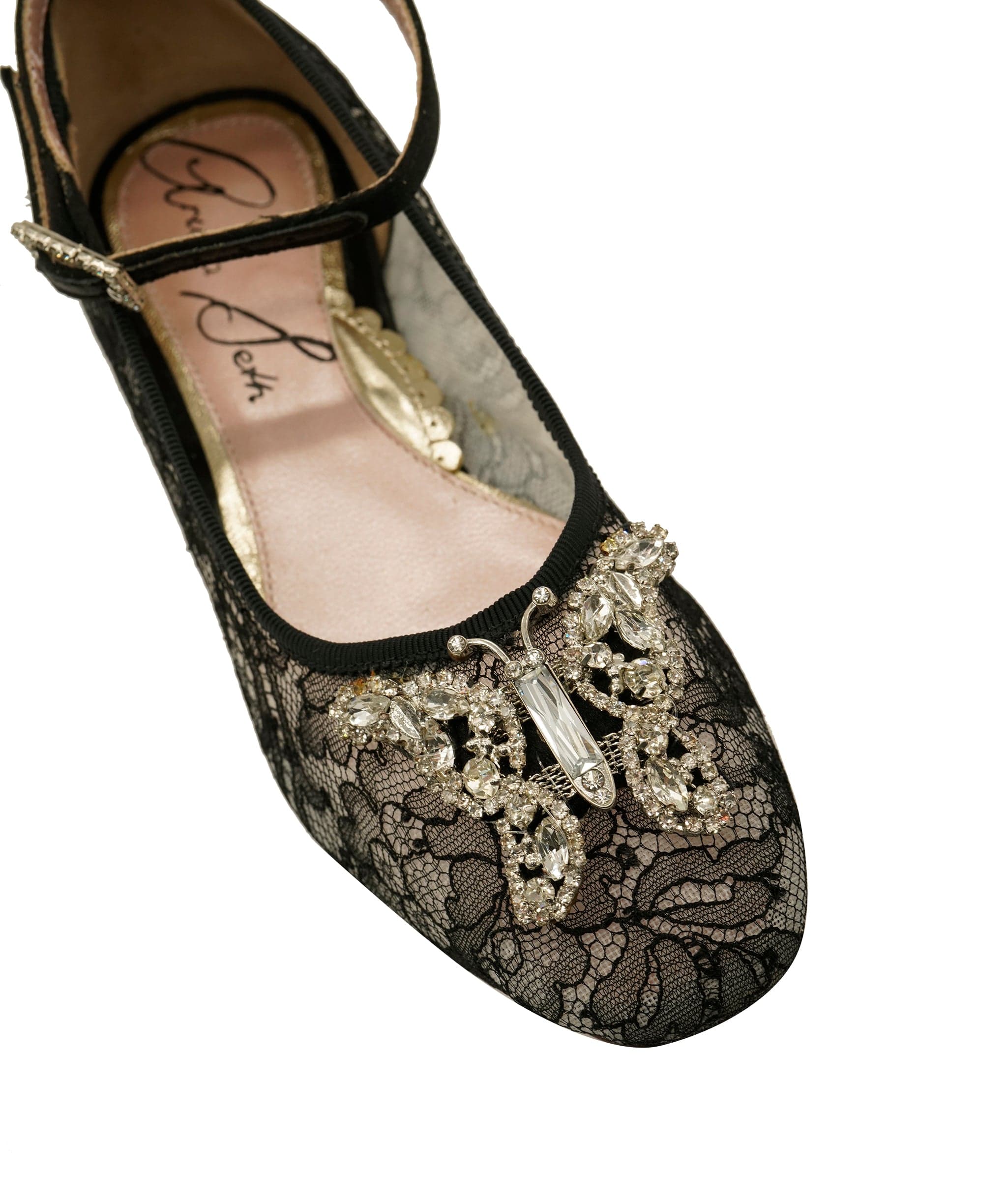 Aruna Seth Aruna Seth Chantilly Nero Lace Ballet Shoes 28 DBXL0063