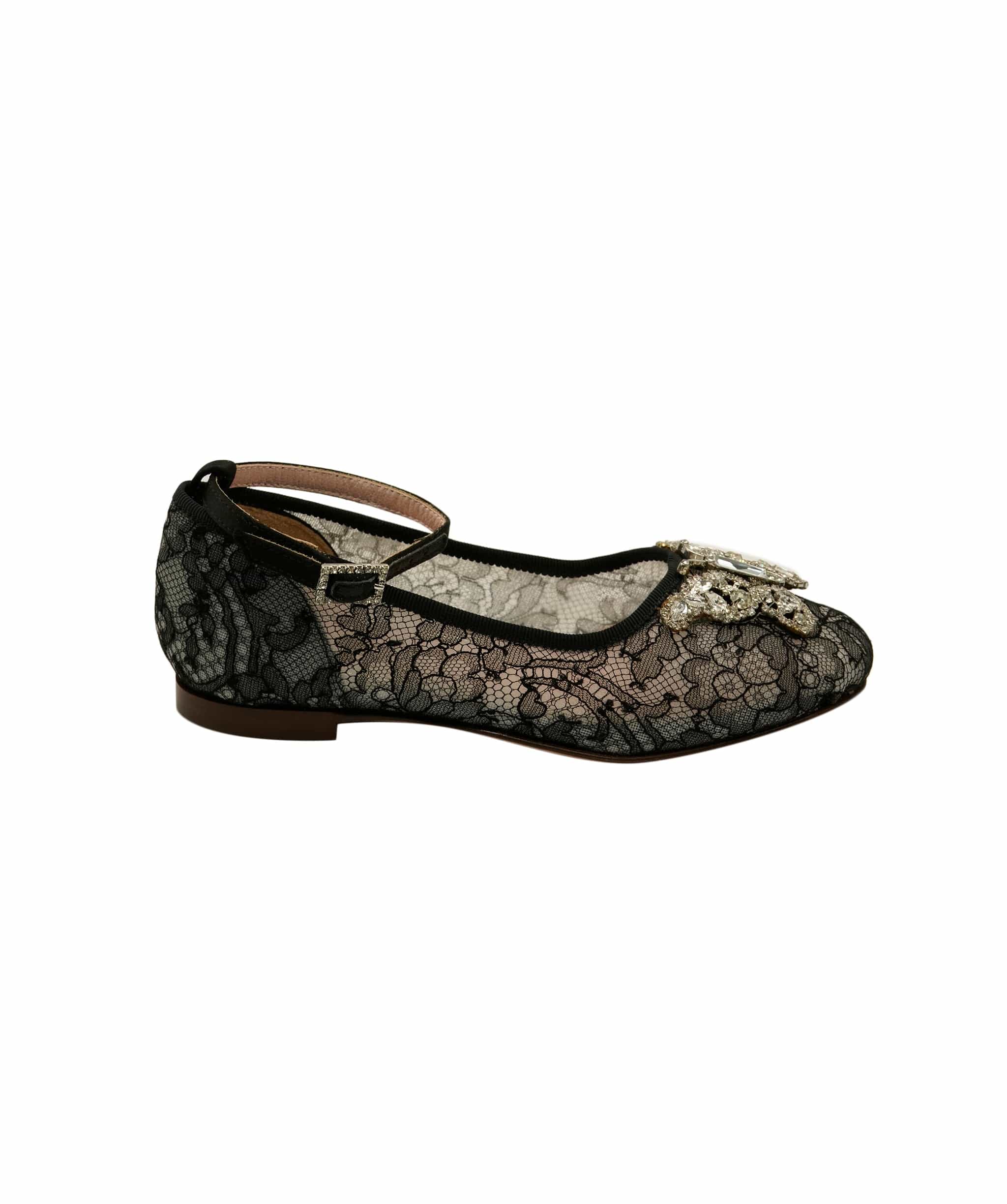 Aruna Seth Aruna Seth Chantilly Nero Lace Ballet Shoes 28 DBXL0063