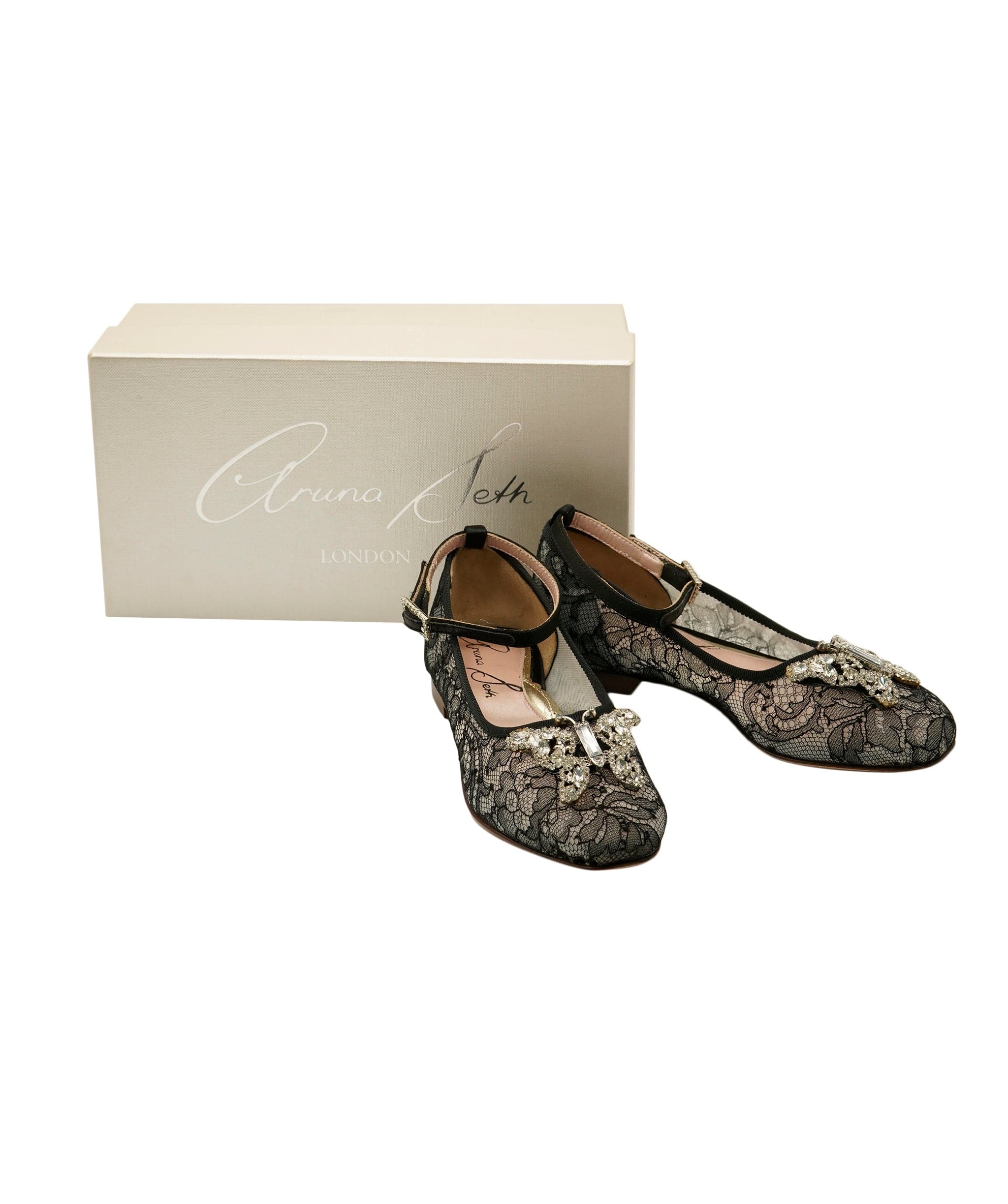 Aruna Seth Aruna Seth Chantilly Nero Lace Ballet Shoes 28 DBXL0063