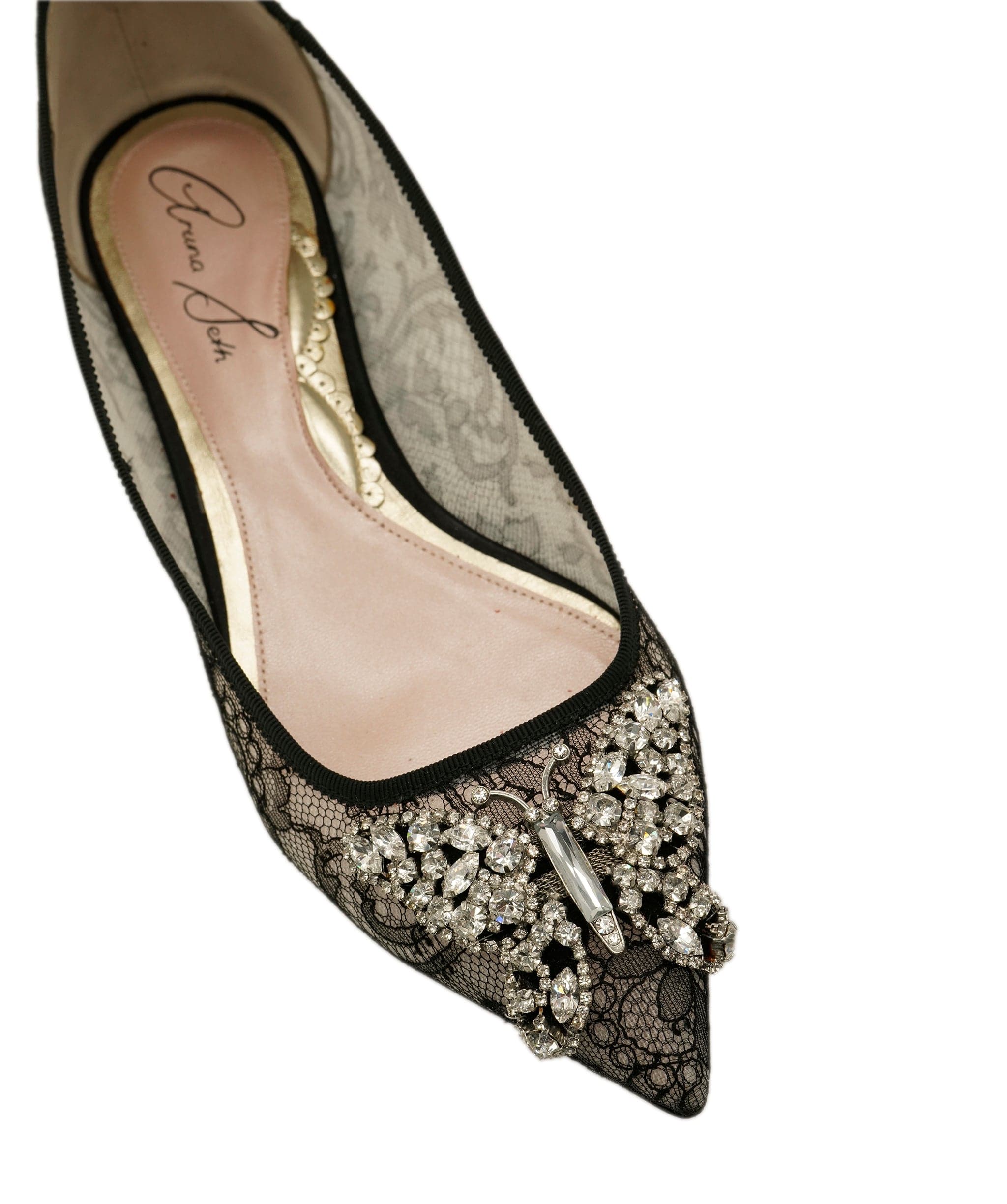 Aruna Seth Aruna Seth Chantilly Nero Lace Ballet Shoes 39 DBXL0064