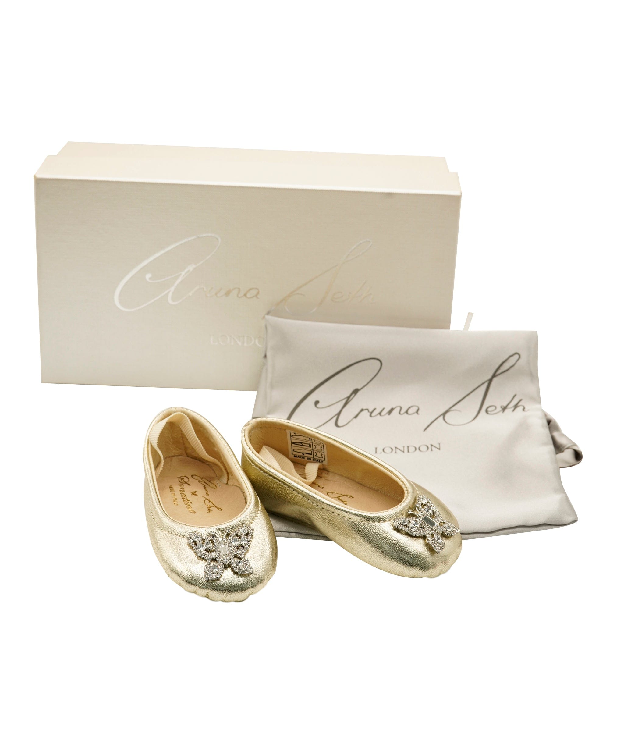 Aruna Seth Aruna Seth Odette Platinum Leather Ballet Flats 18 DBXL0061