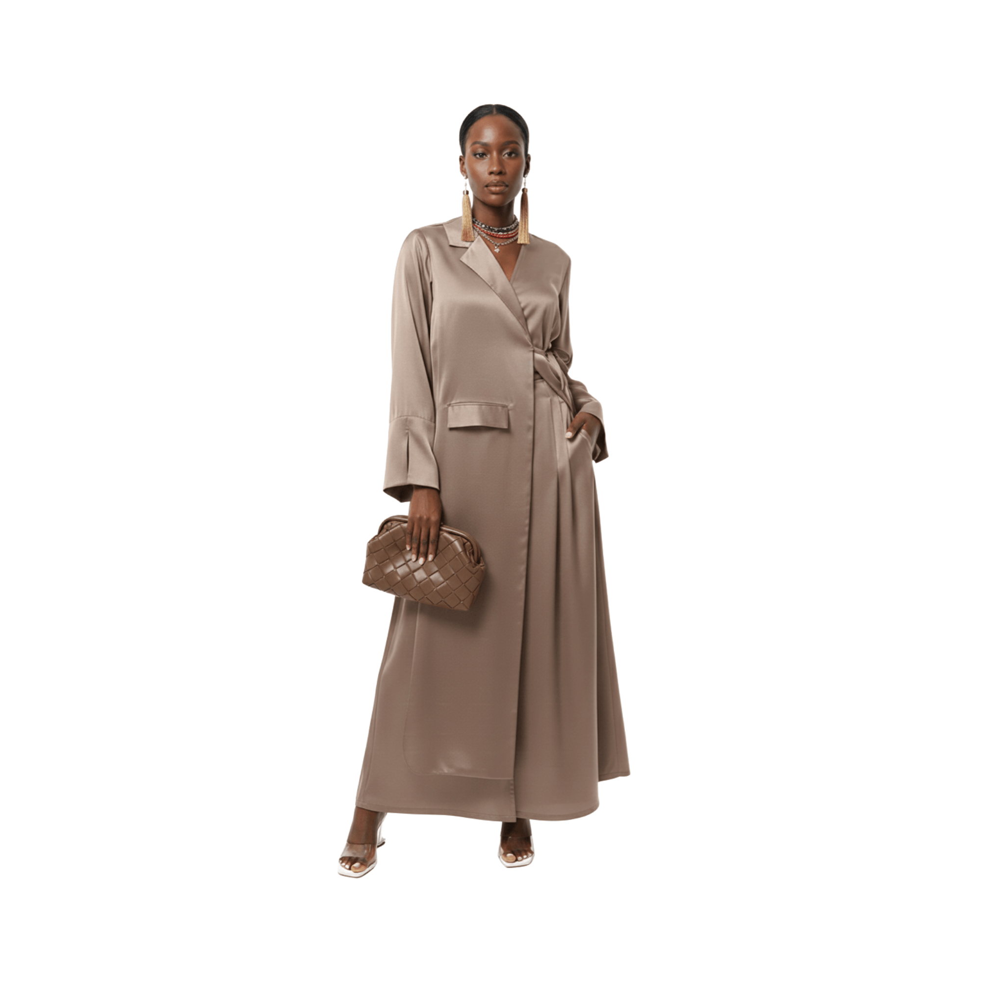 ASYA K. ONE SIDE LAYERED BUTTONED DOWN LONG SHIRT-DRESS (فستان) “MAHA”