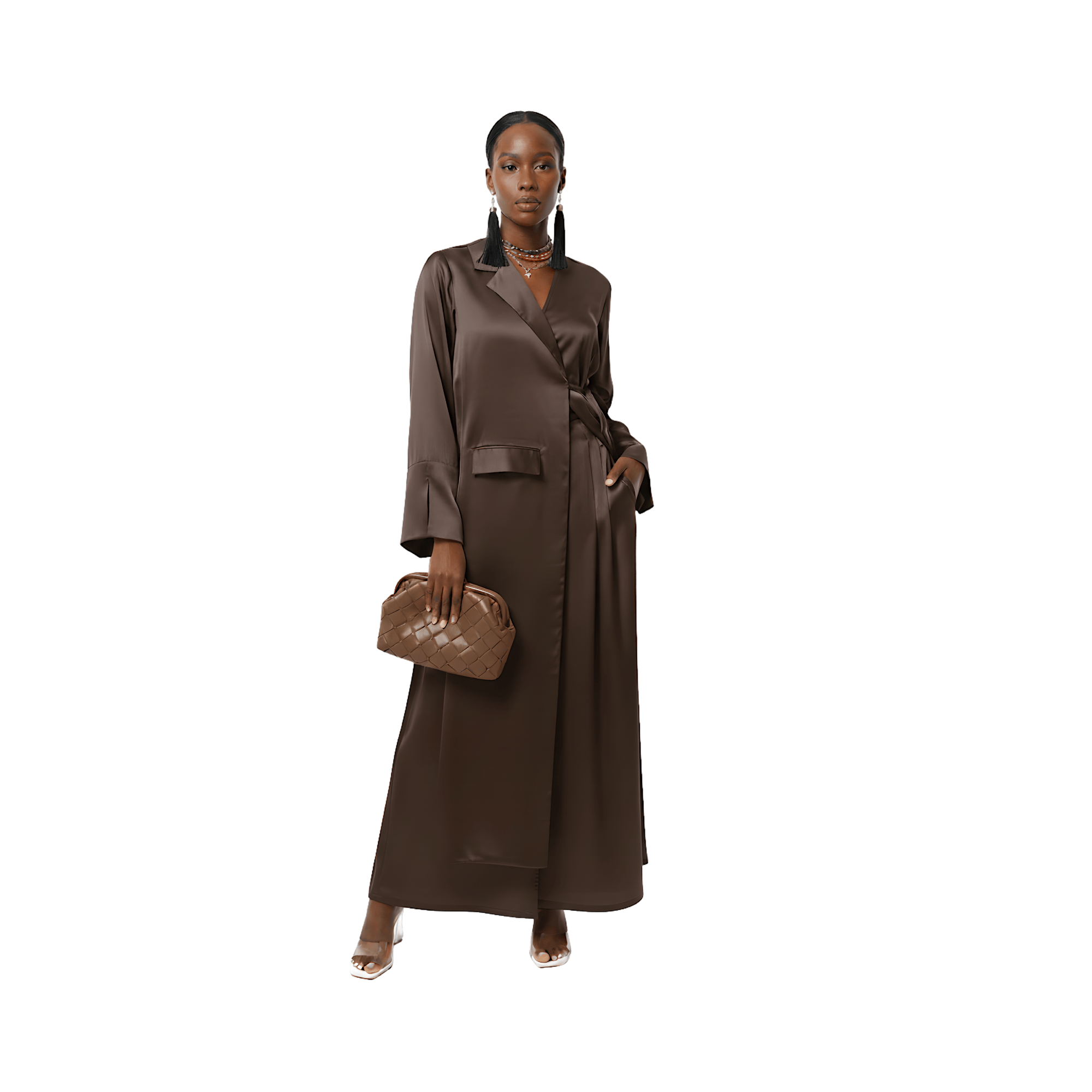 ASYA K. ONE SIDE LAYERED BUTTONED DOWN LONG SHIRT-DRESS (فستان) “MAHA”