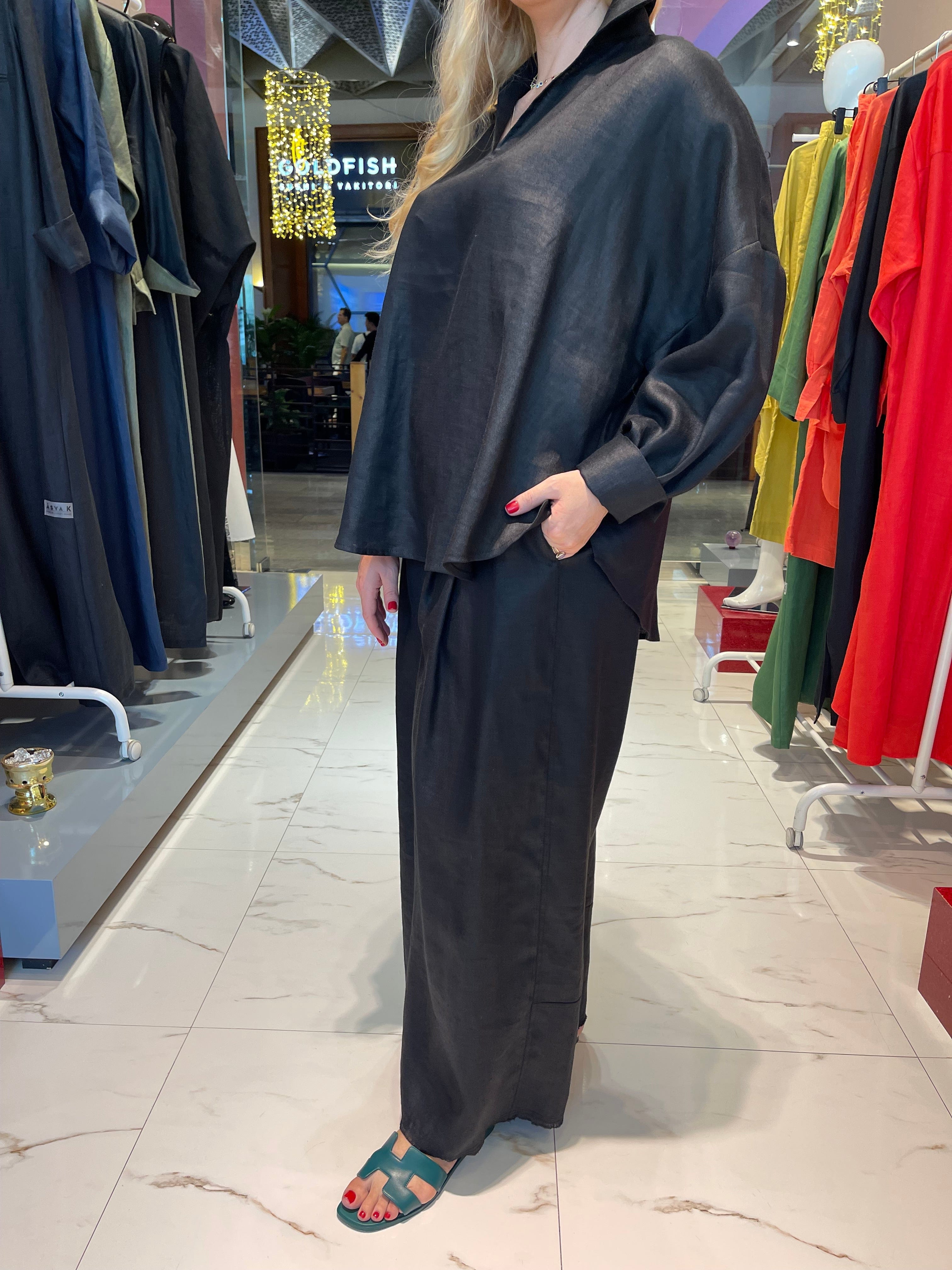 ASYA K. LOOSE FIT PJ SET زوج (LINEN COLLECTION SHIRT & PANTS قميص وبنطلون) “JINA”