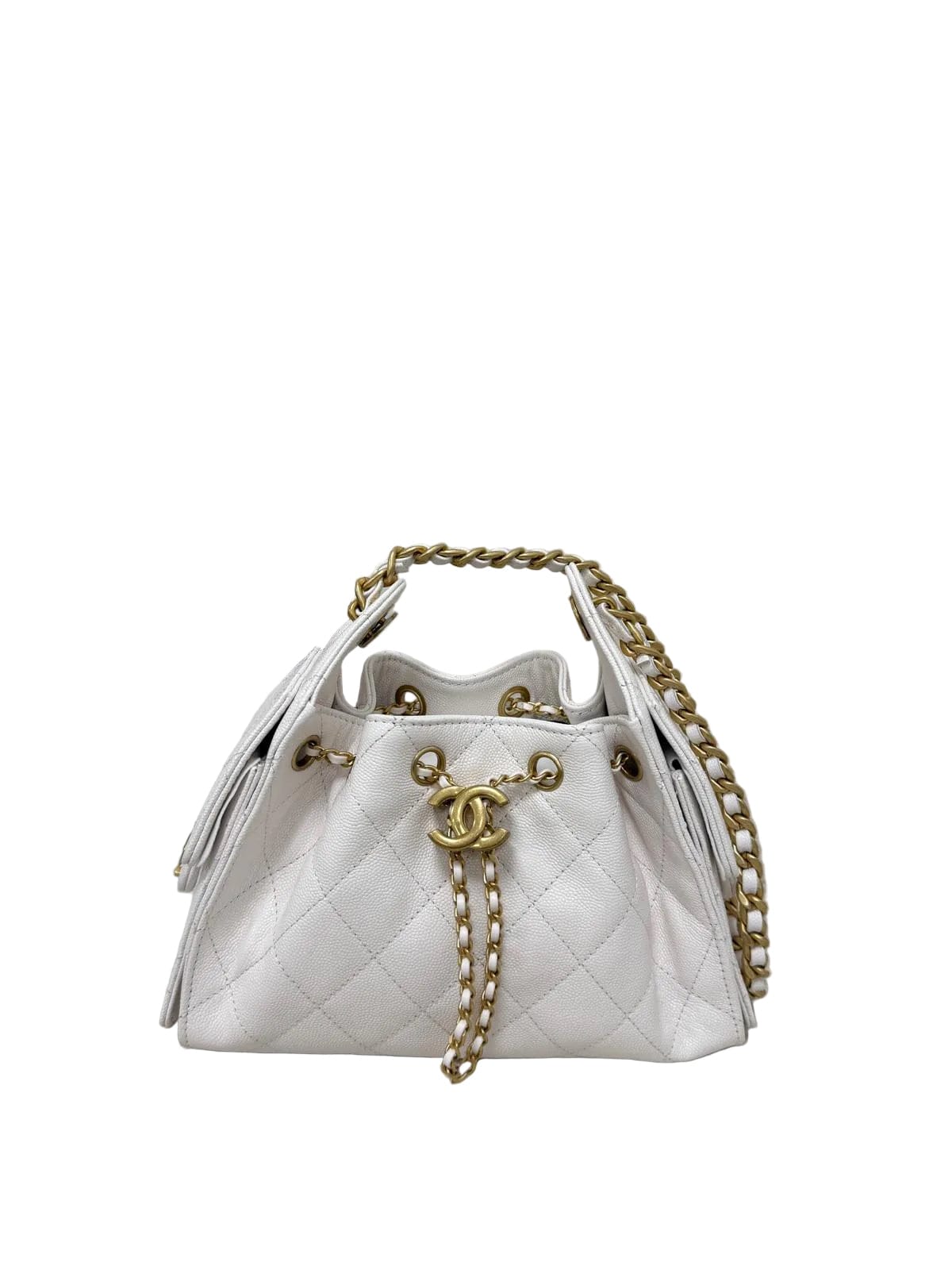 Aureon Group Limited *LONDON LOCATED* CHANEL 25 MINI HANDBAG WHITE Grained Shiny Calfskin with Gold-Tone Metal