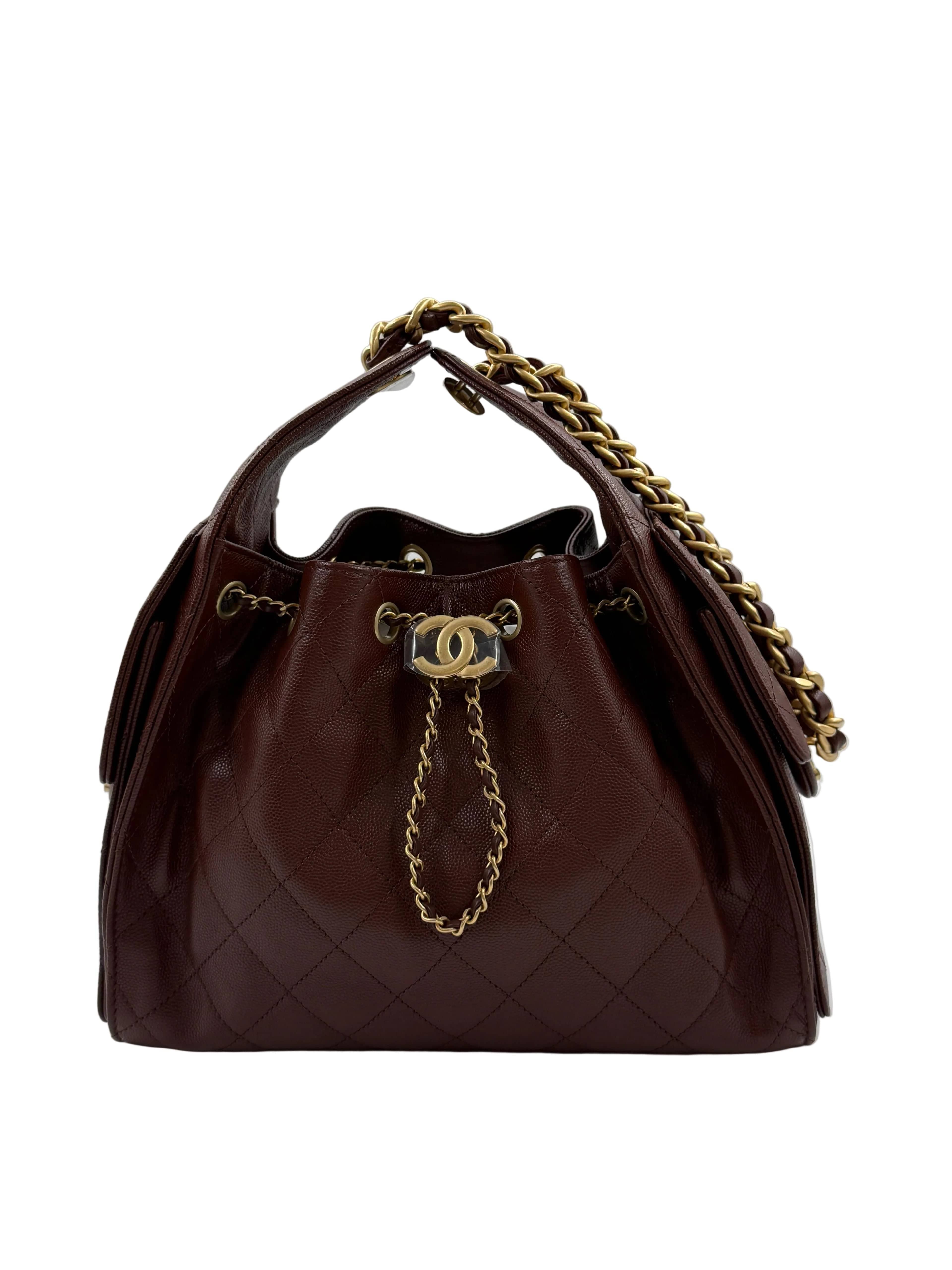 Aureon Group Limited *LONDON LOCATED* CHANEL 25 SMALL HANDBAG BROWN Grained Shiny Calfskin with Gold-Tone Metal