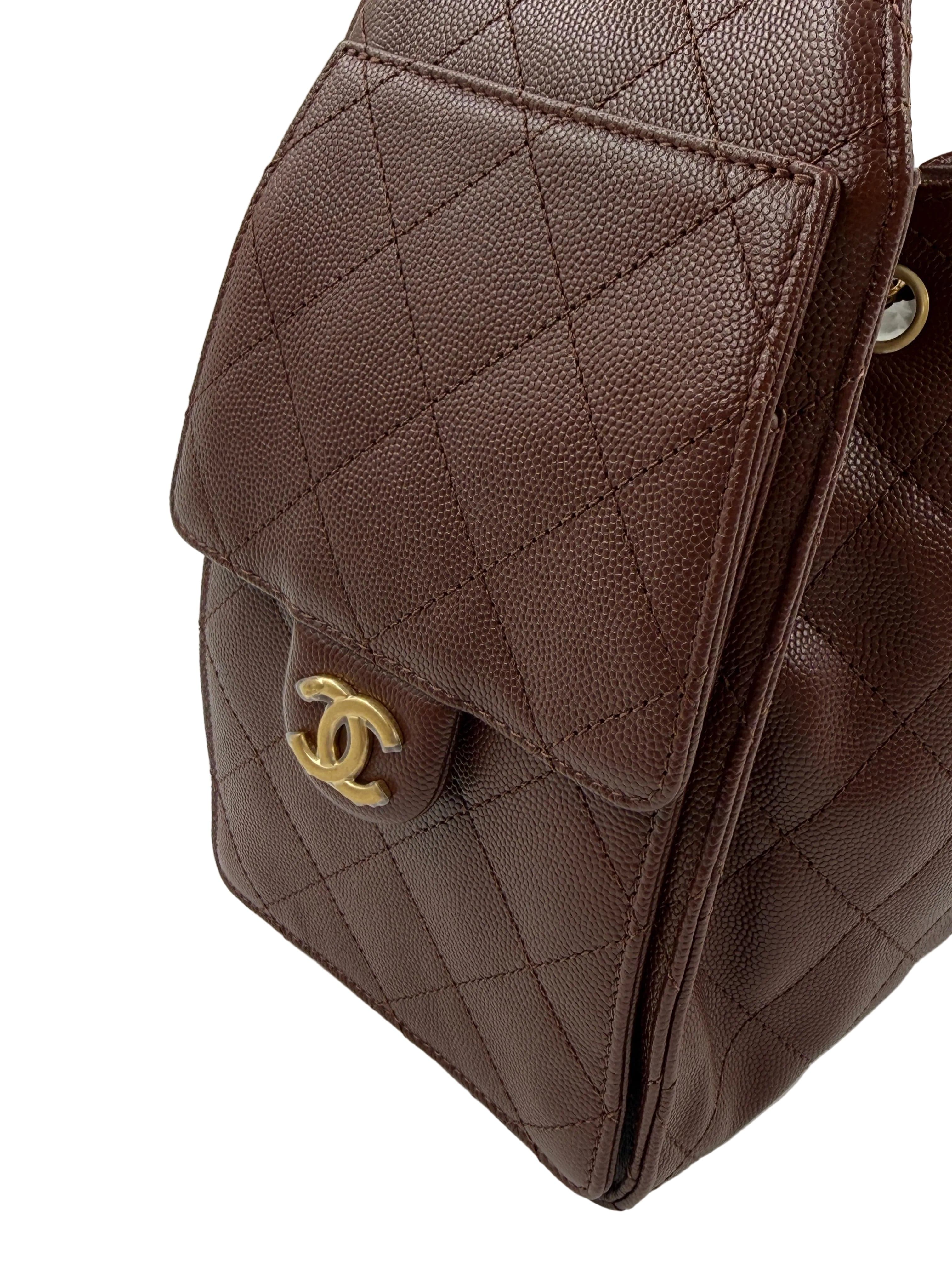 Aureon Group Limited *LONDON LOCATED* CHANEL 25 SMALL HANDBAG BROWN Grained Shiny Calfskin with Gold-Tone Metal
