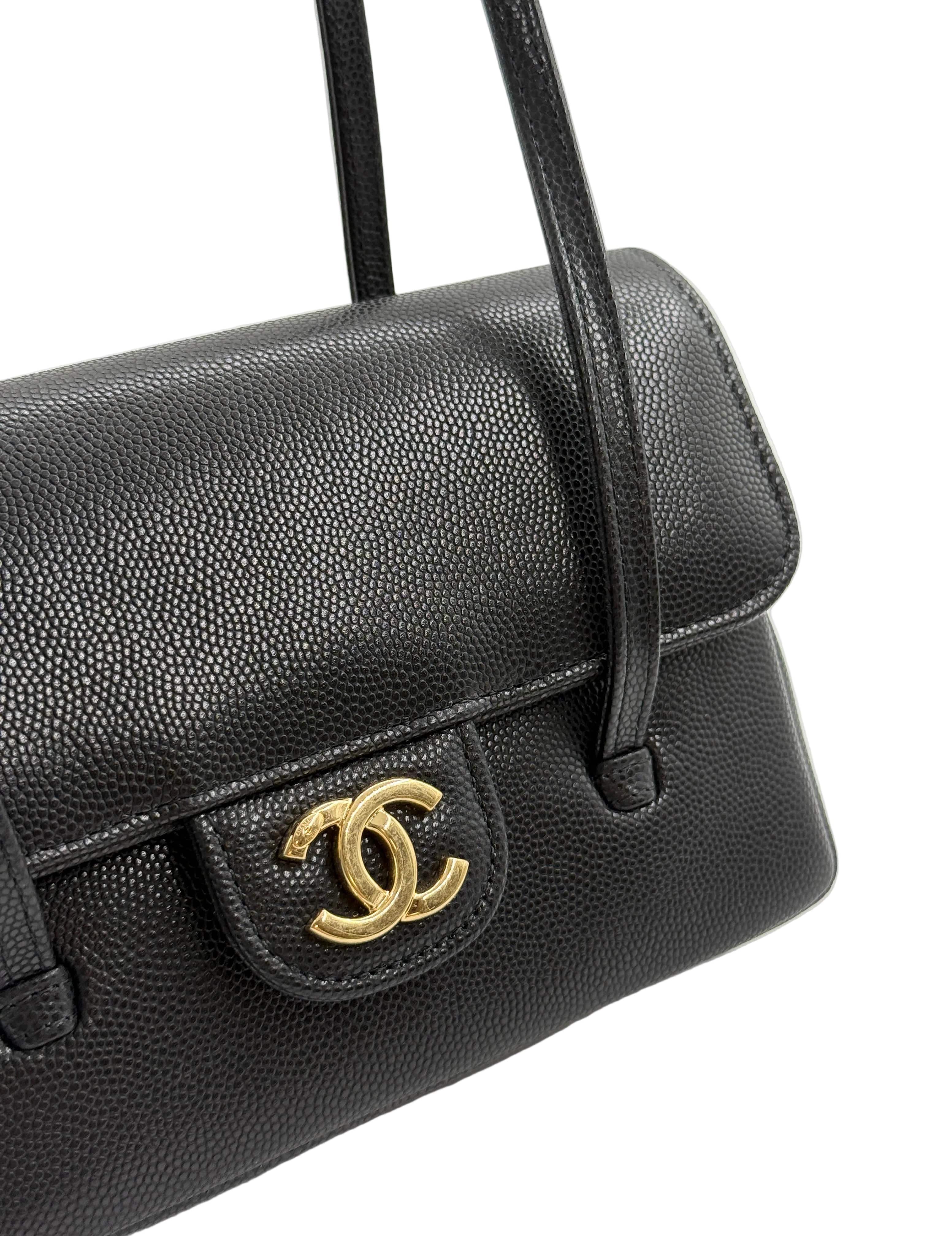 Aureon Group Limited *LONDON LOCATED* CHANEL 26 MINI FLAP BAG BLACK Grained Shiny Calfskin with Gold-Tone Metal