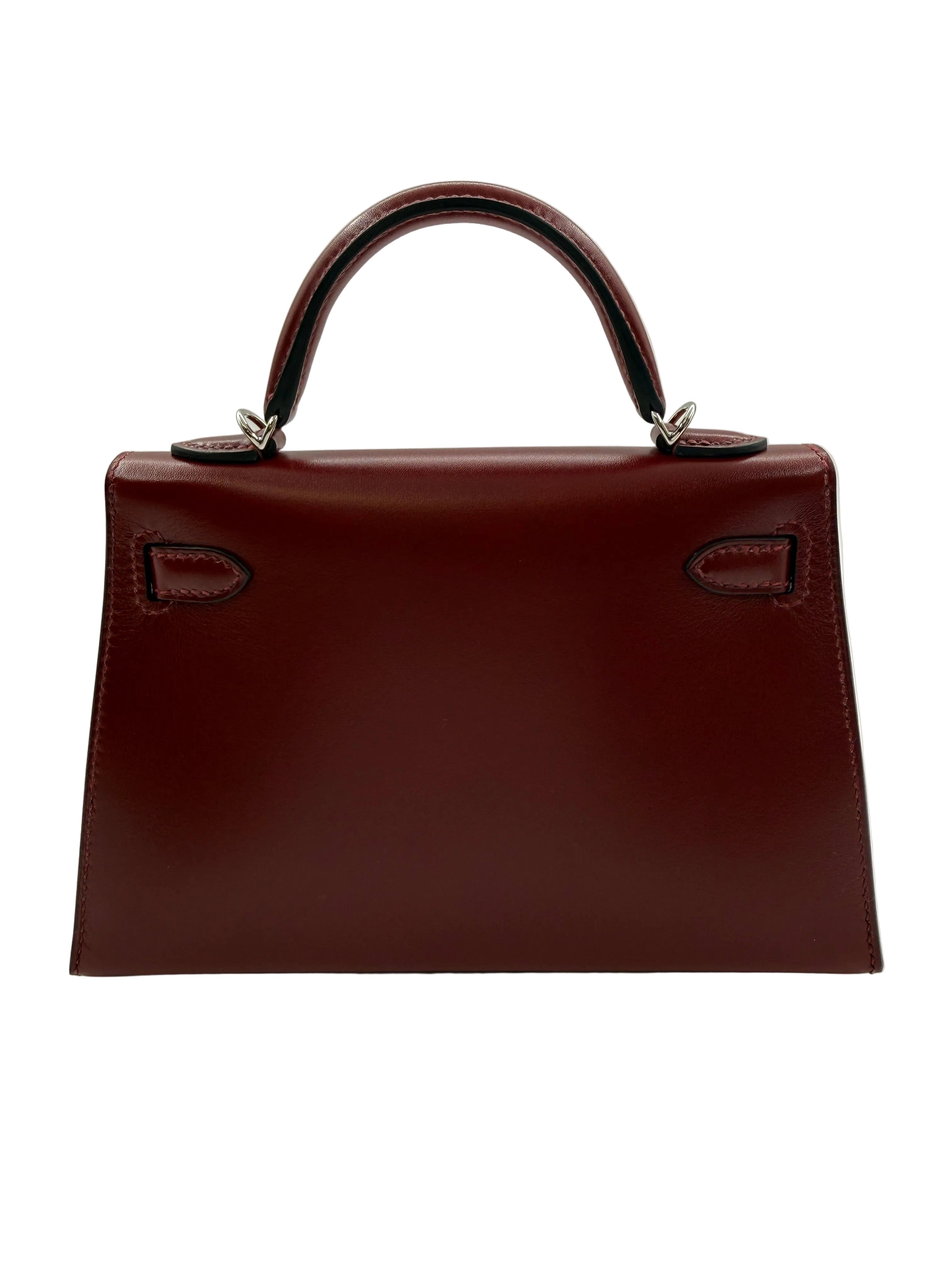 Aureon Group Limited *LONDON LOCATED* HERMÈS MINI KELLY II 20CM "CLOUTE" ROUGE H Box Leather with Palladium Hardware