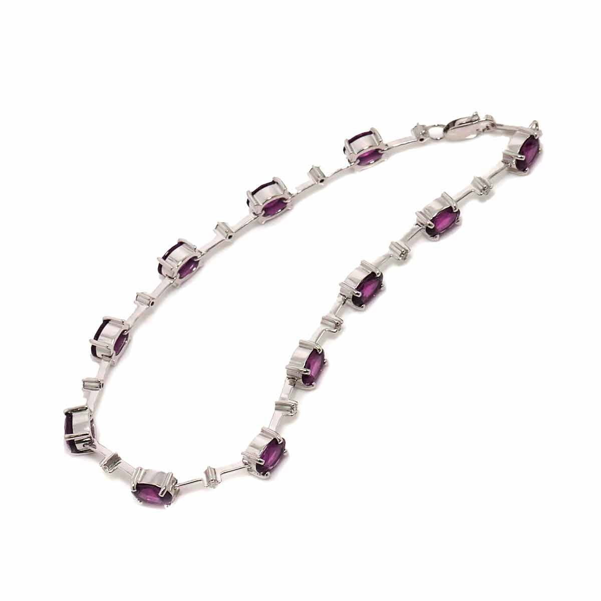 Garnet 5.66ct Diamond 0.16ct Bracelet 18K K18 WG White Gold 750 902974432