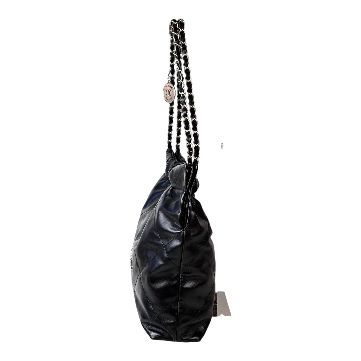 Chanel 22 Small Bag Black Calfskin Silver - Full Set